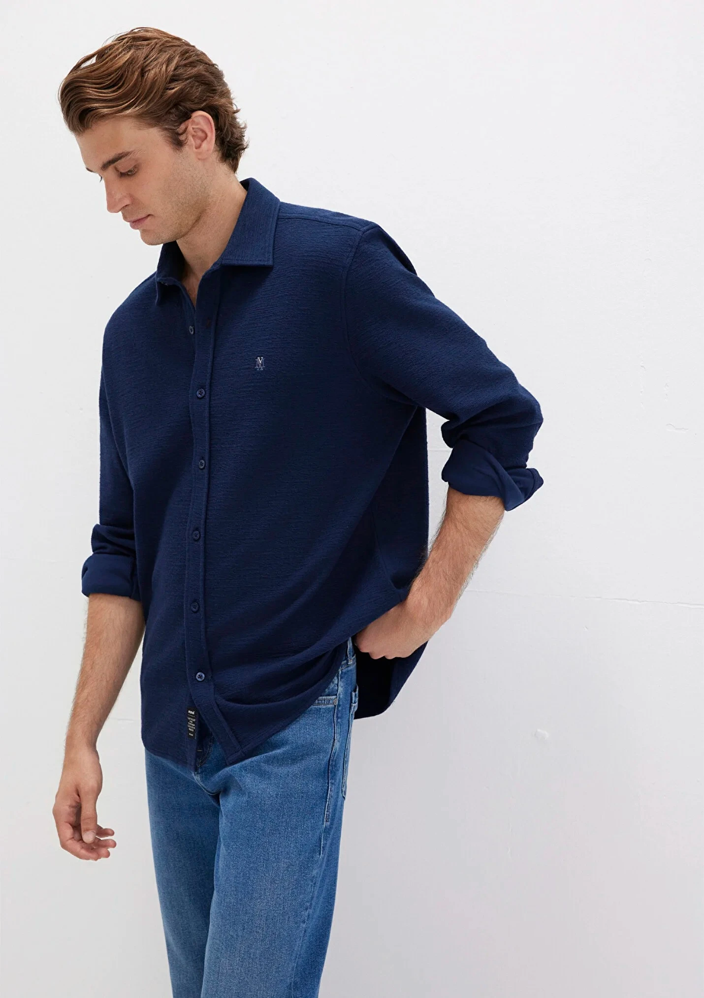 Erkek Uzun Kol Lacivert Gömlek