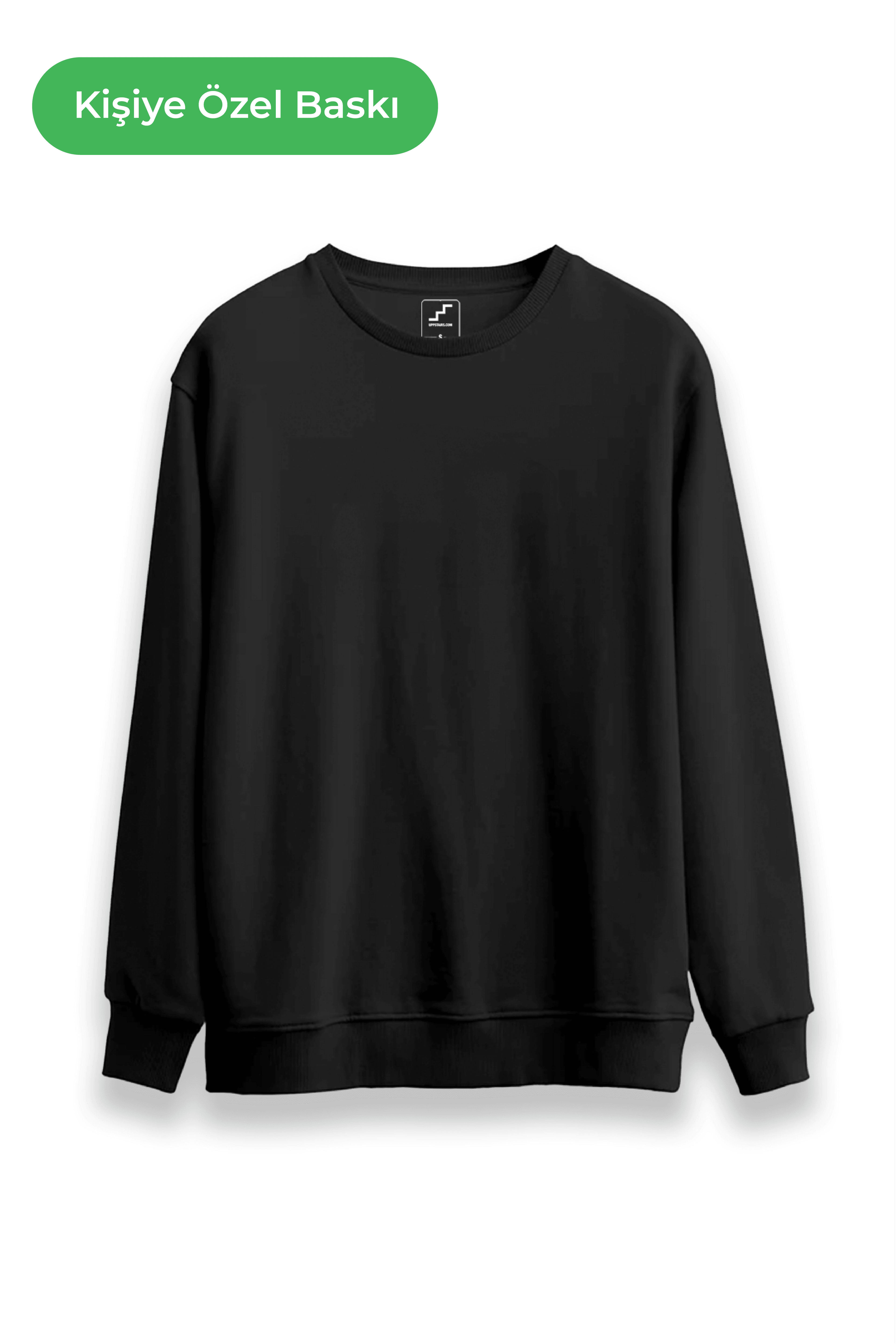 UppStairs Siyah Basic Regular Sweatshirt