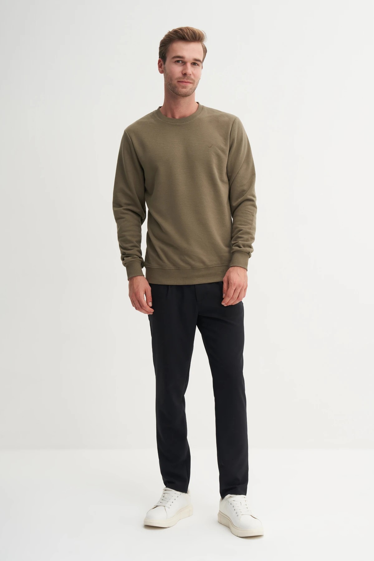 CAZ 56100 Haki Bisiklet Yaka Erkek Sweatshirt