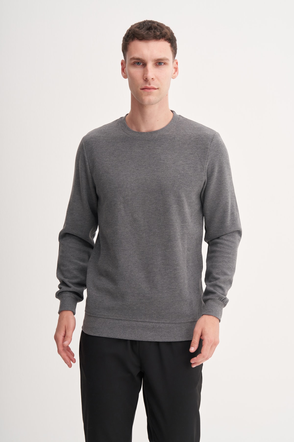 Selanik Örgü Bisiklet Yaka Erkek Antrasit Sweatshirt CAZ 56400