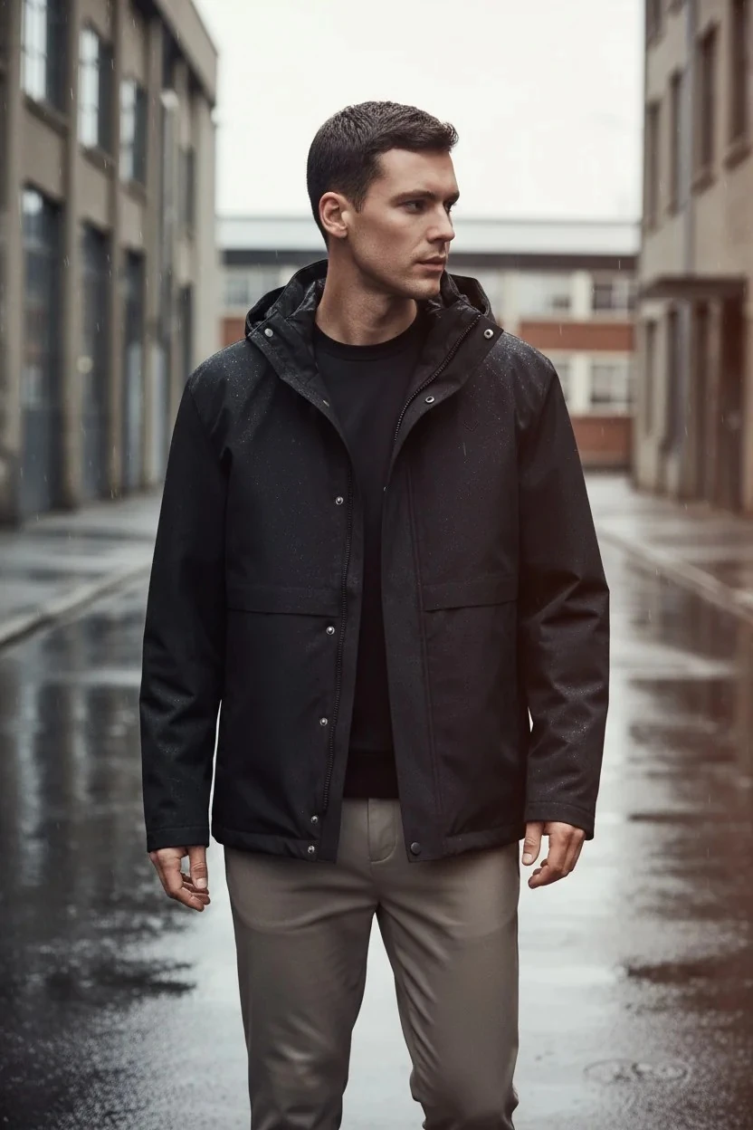 Siyah Erkek Çift Katman Kaban CAZ 13295