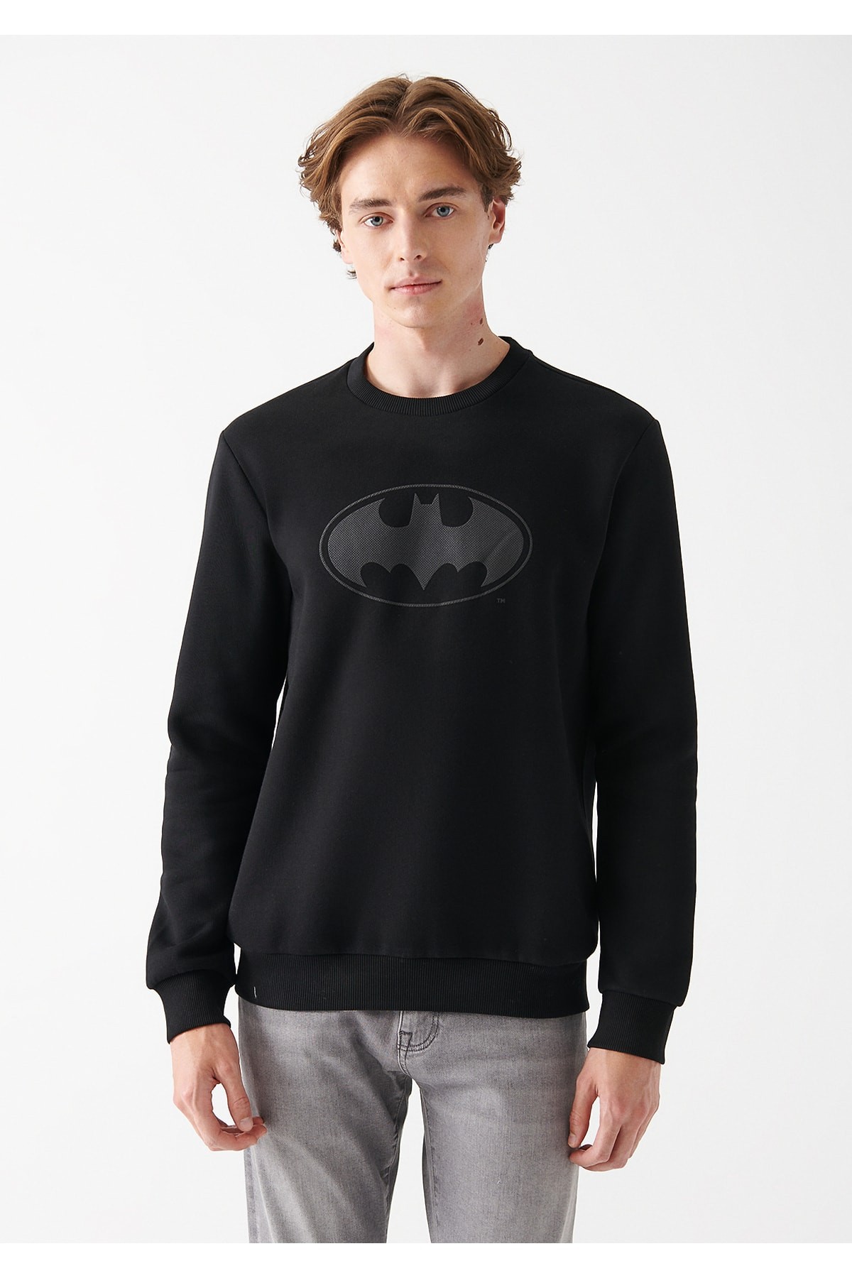Mavi Batman Baskılı Sweatshırt Siyah