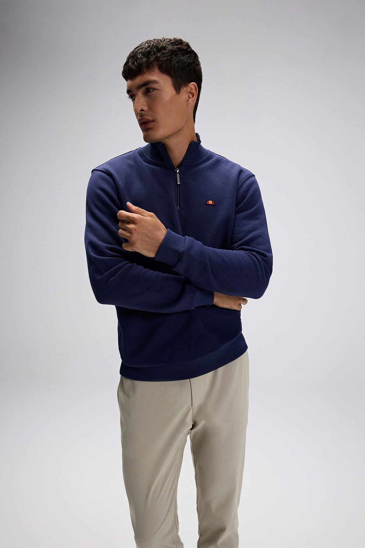 Lacivert Erkek Yarım Fermuarlı Sweatshirt EM580-NV