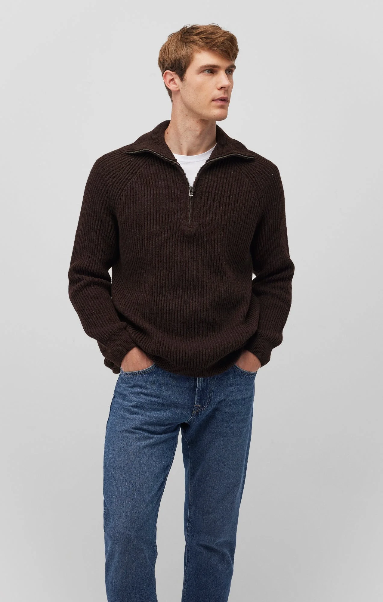 Erkek Yarım Fermuarlı Kahverengi Sweatshirt 0710271-88615