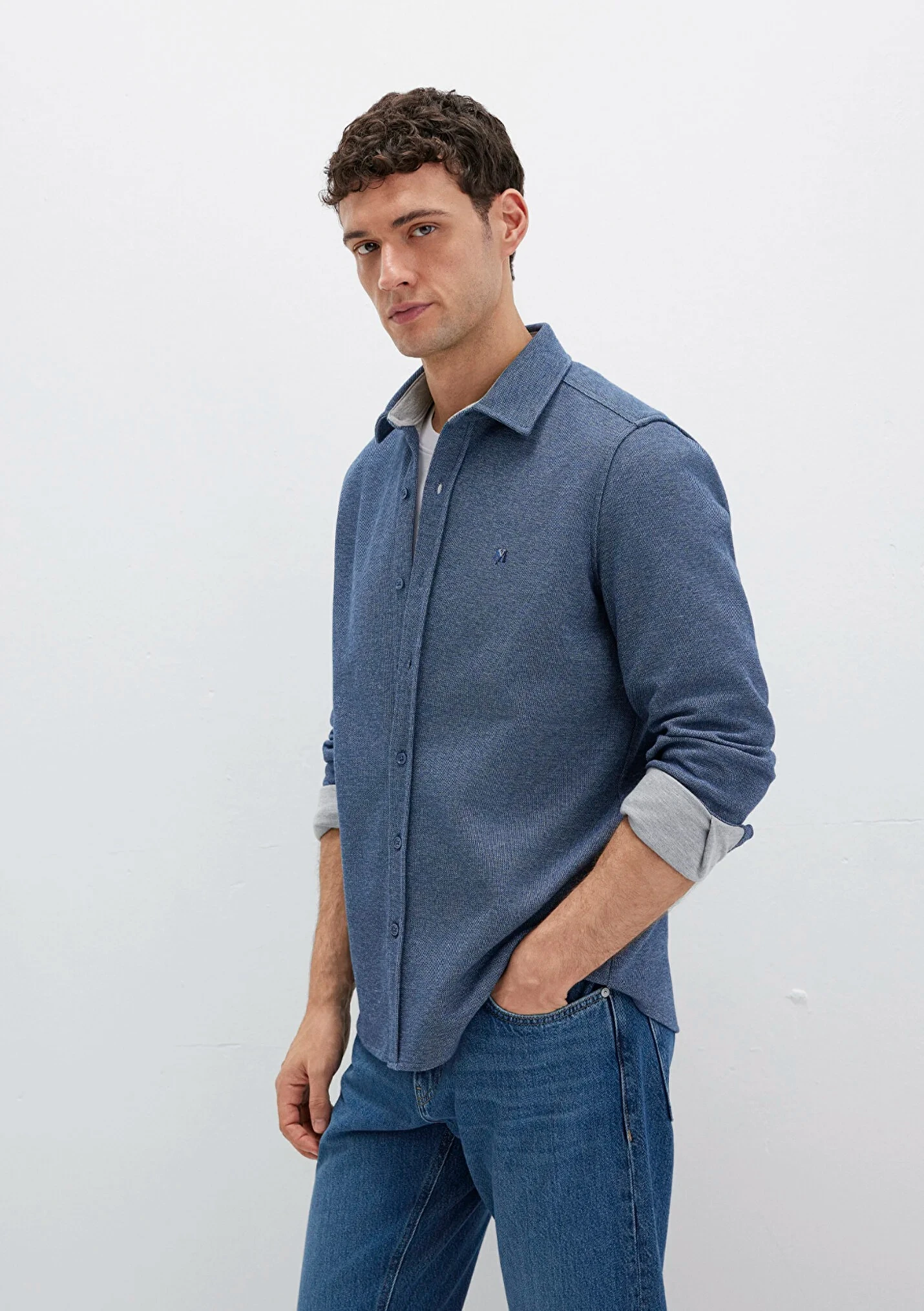 Erkek Lacivert Uzun Kol Gömlek