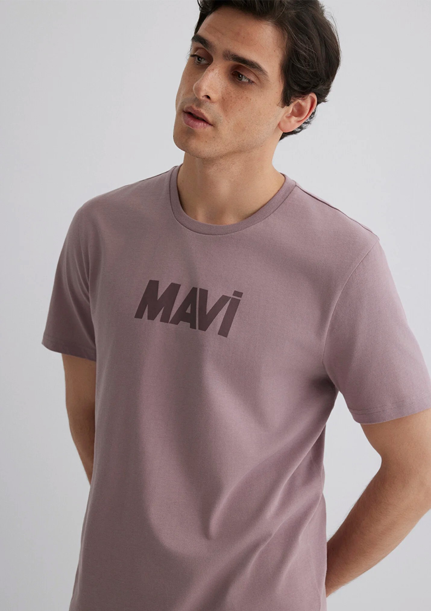 Mavi Logo Baskılı Pembe Tişört 066846-89596