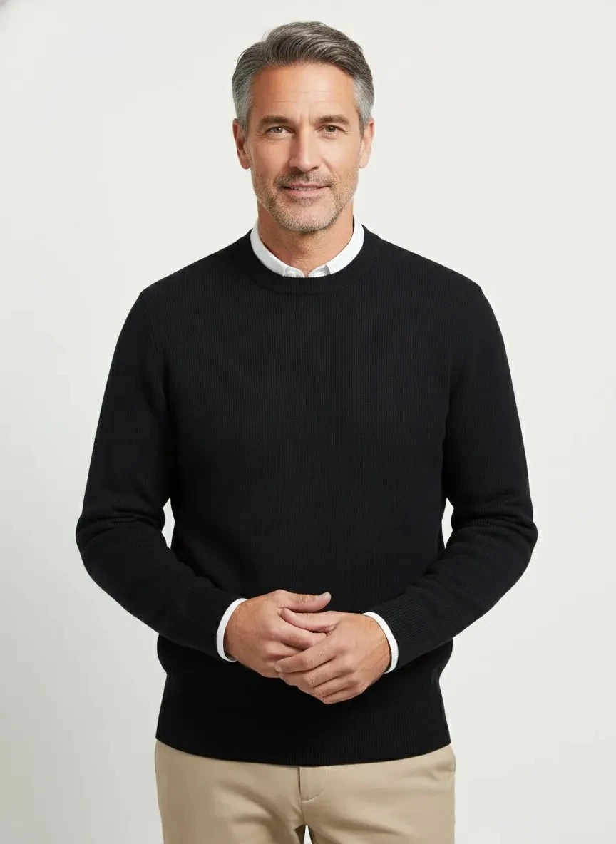 Erkek Lacivert Bisiklet Yaka Kazak