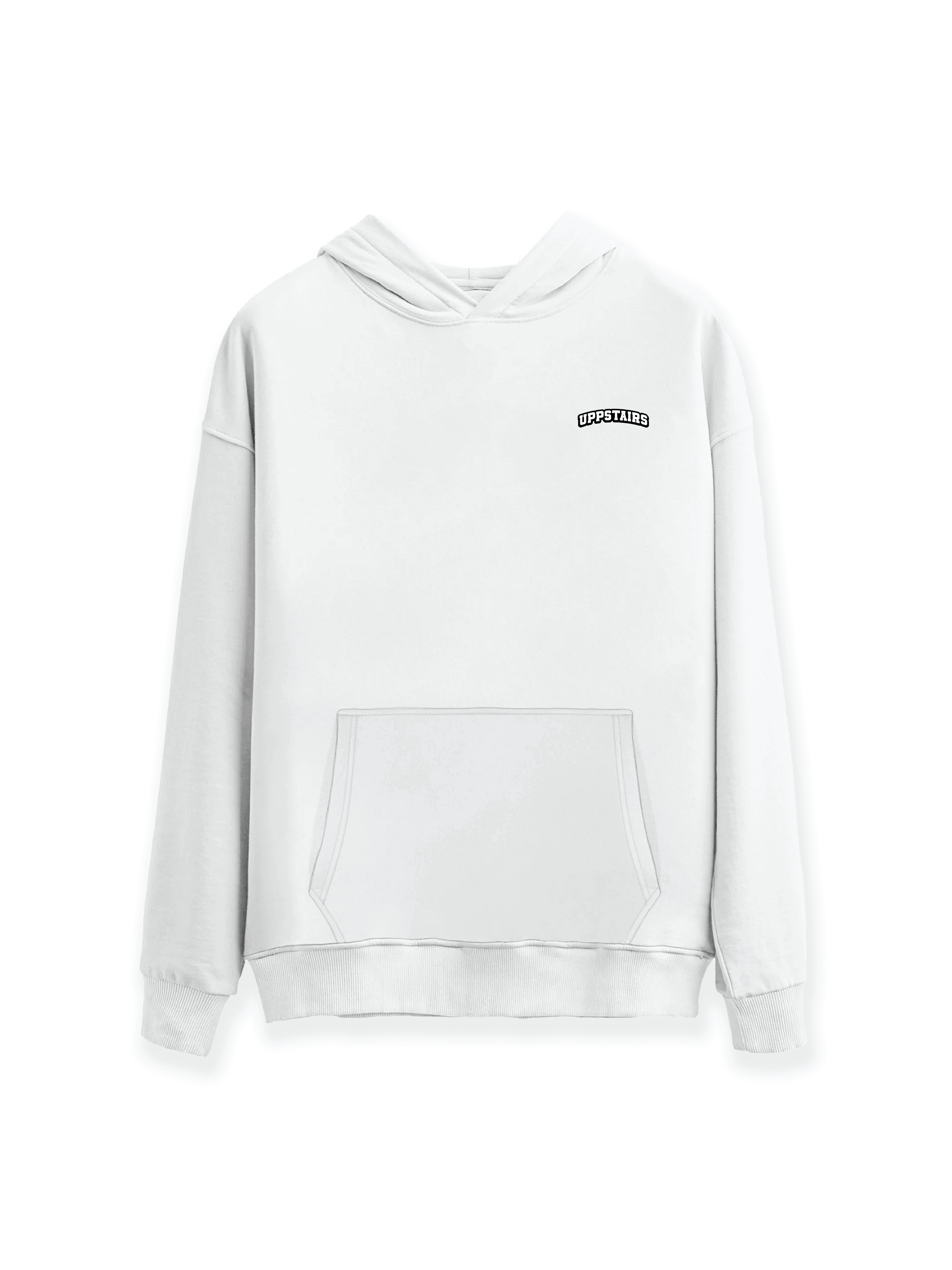 Uppstaırs Mini Logo Baskılı Oversize Hoodie - BEYAZ