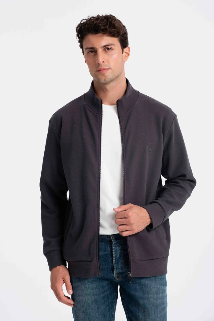 9553 Dik Yaka Selanik Antrasit Erkek Hırka