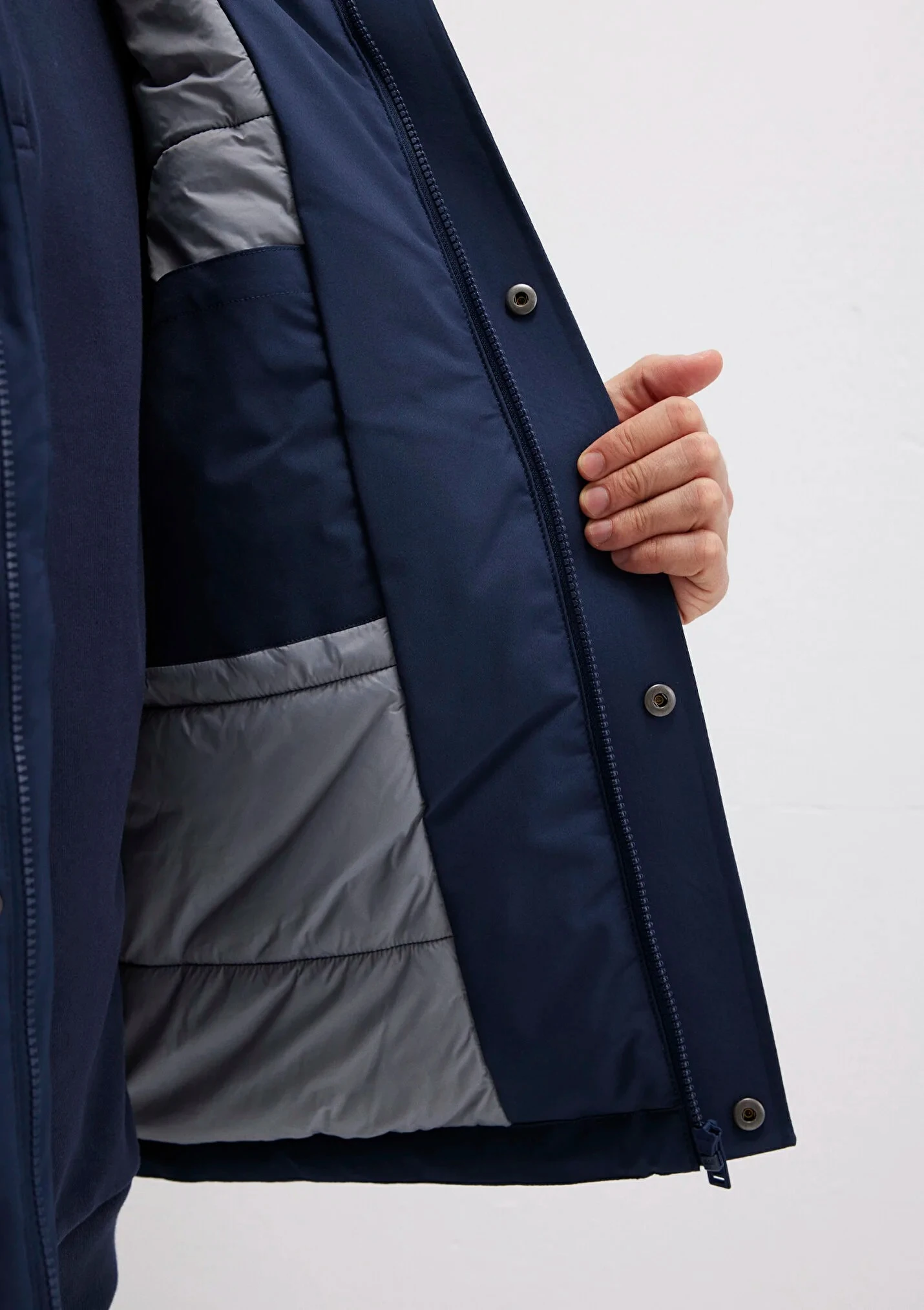 Kapüşonlu Lacivert Erkek Mont