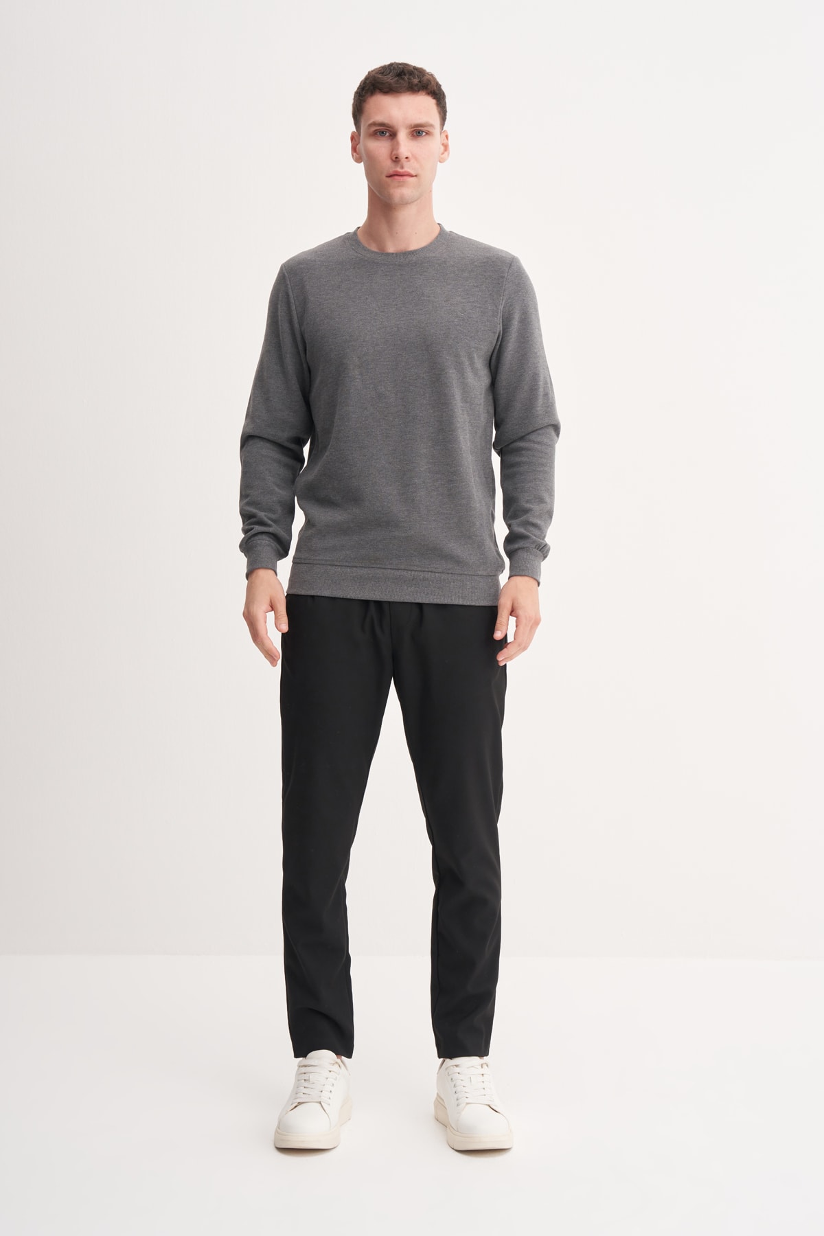 Selanik Örgü Bisiklet Yaka Erkek Antrasit Sweatshirt CAZ 56400