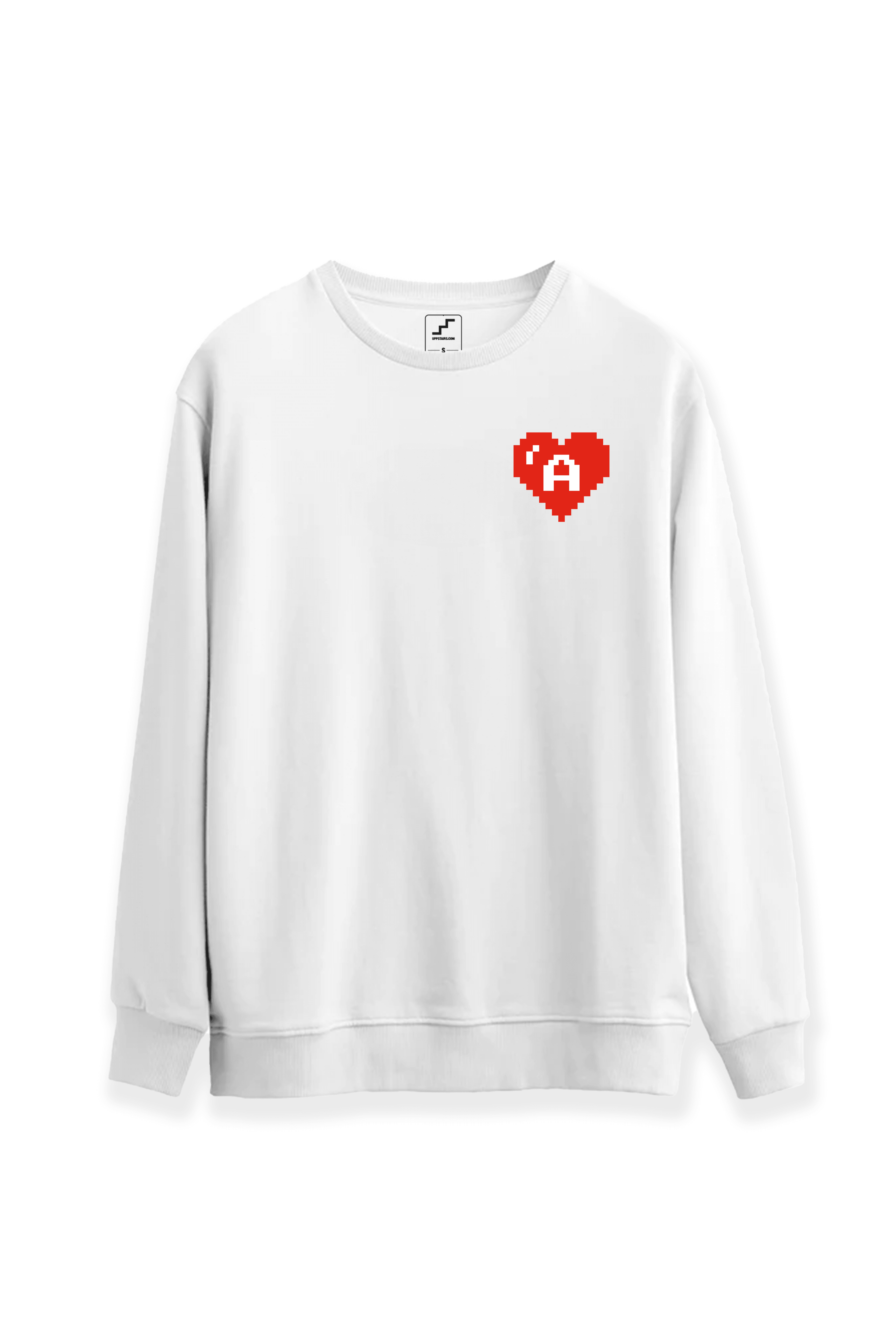 Aşkın Piksel Kalbi - Sevgiler Günü Özel Sweatshirt ❤️ - Beyaz