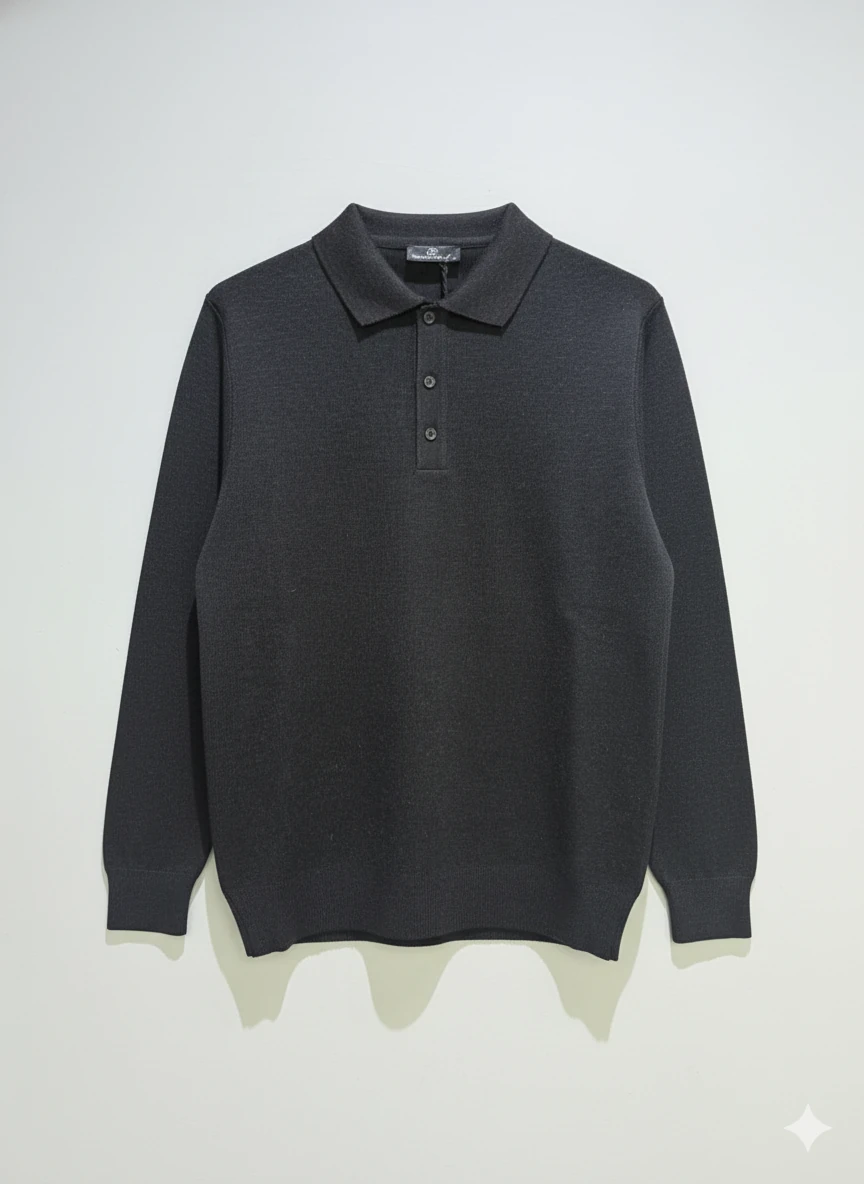 Erkek Antrasit Polo Yaka Kazak