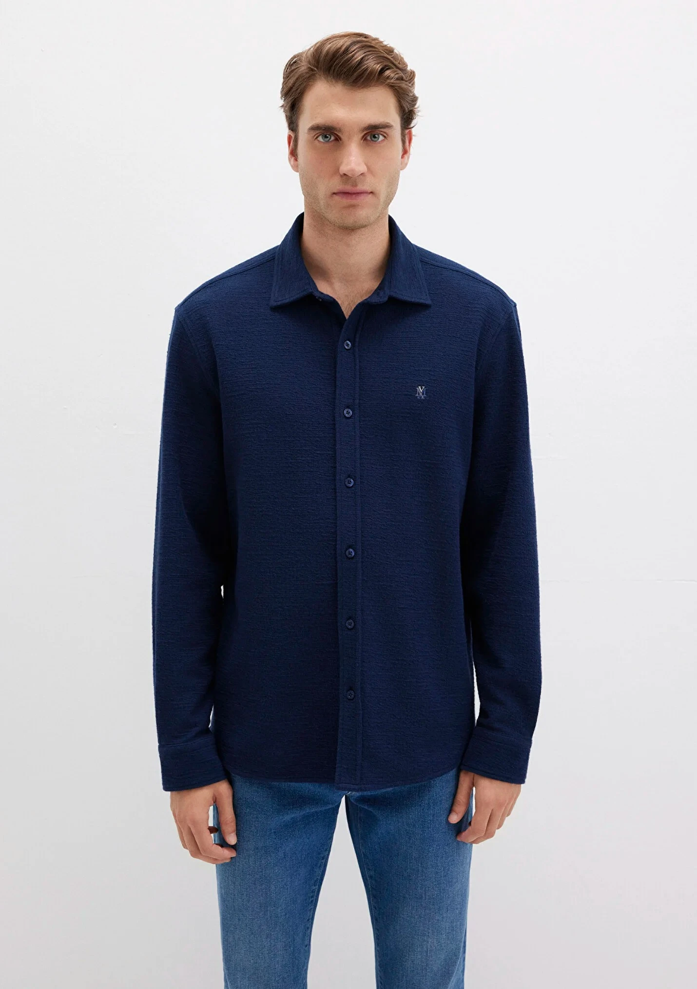 Erkek Uzun Kol Lacivert Gömlek