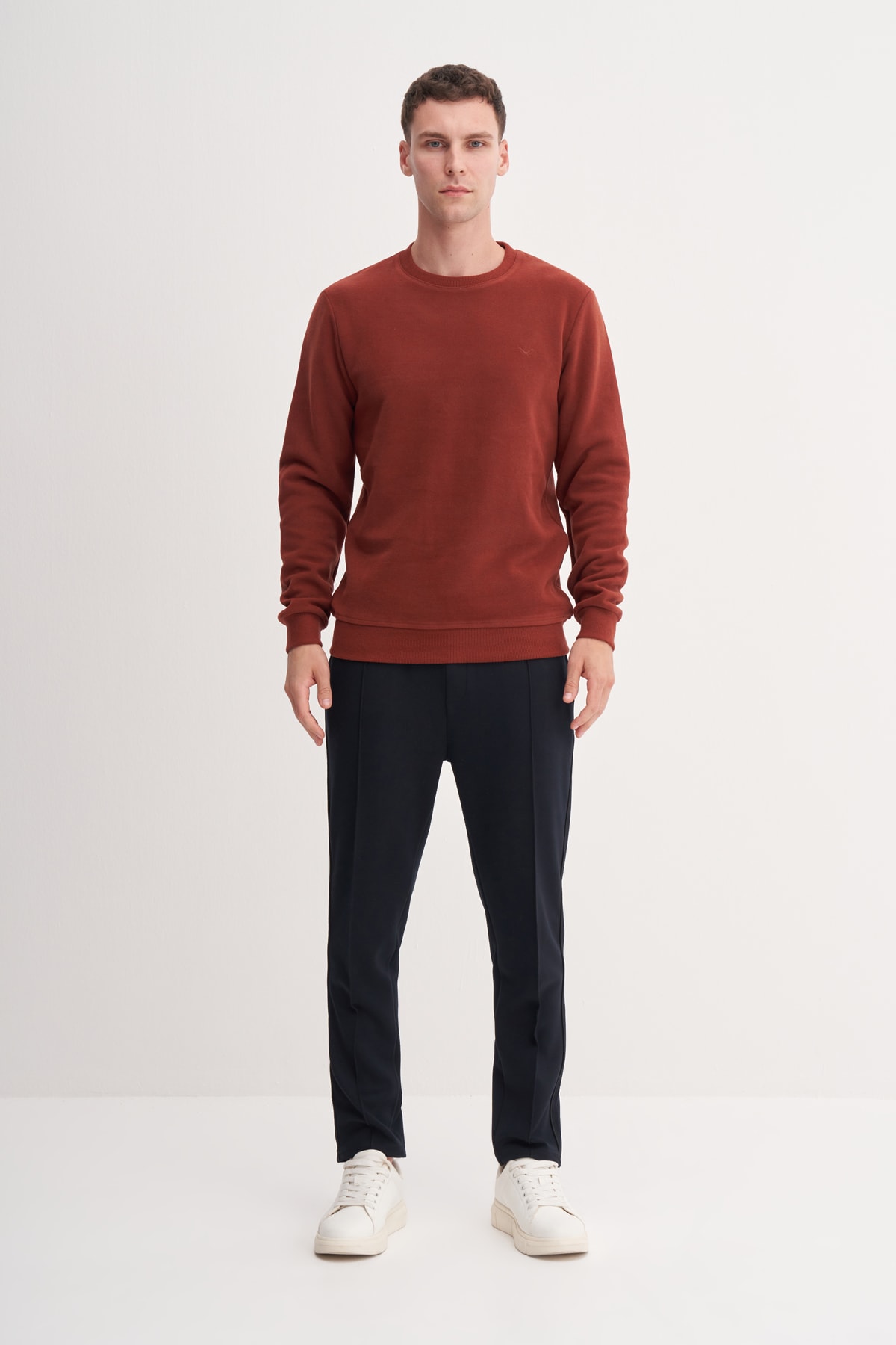 Selanik Örgü Bisiklet Yaka Erkek Kiremit Sweatshirt CAZ 56400