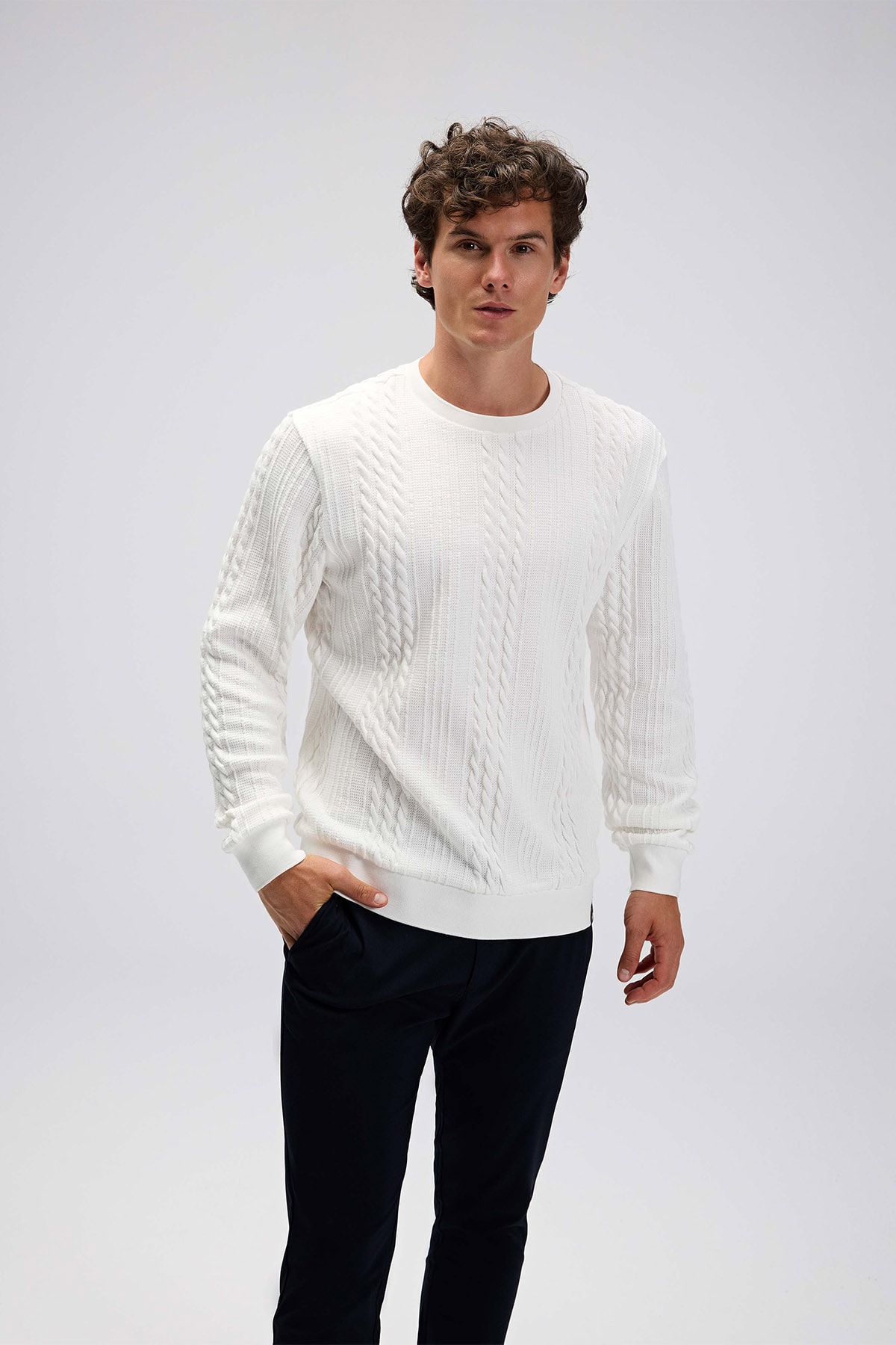 Erkek Beyaz Sweatshirt EM623-OF