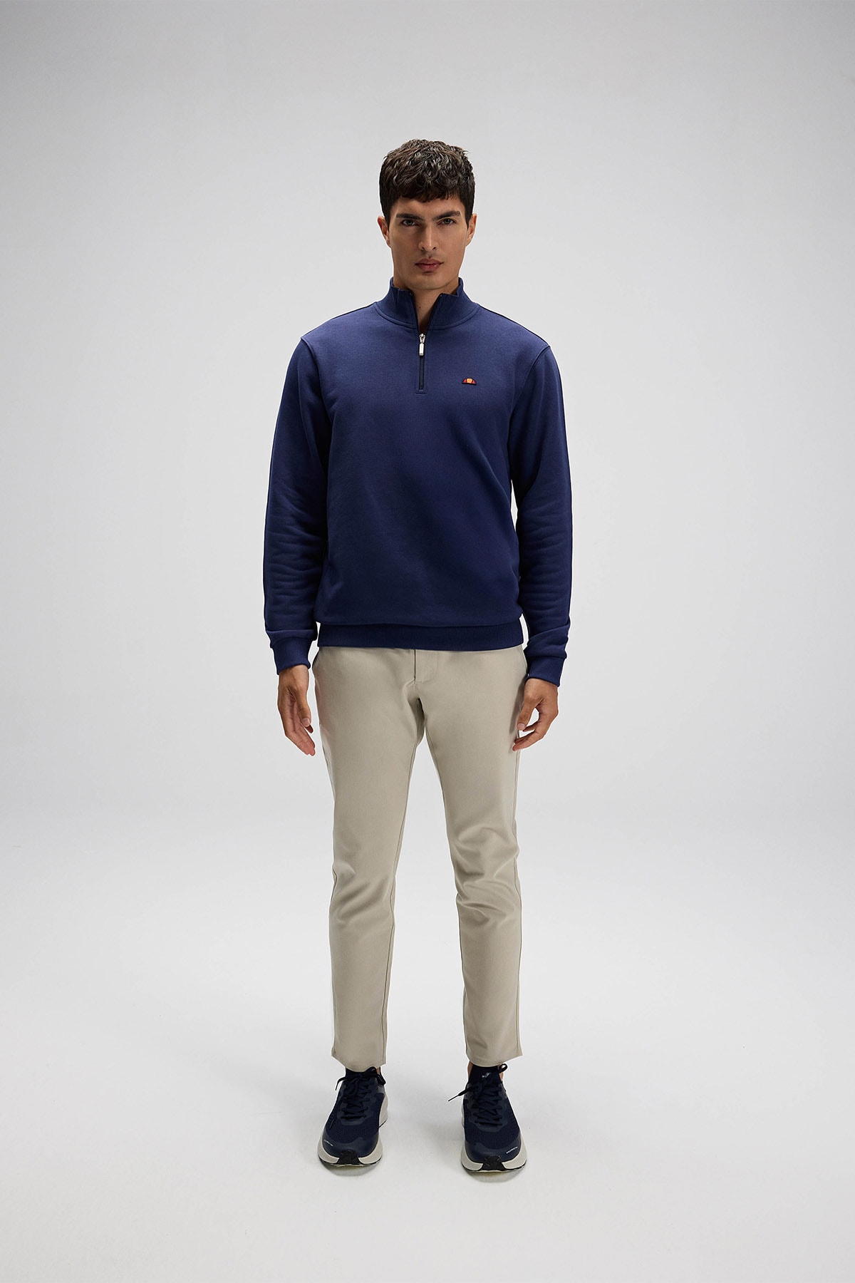 Lacivert Erkek Yarım Fermuarlı Sweatshirt EM580-NV