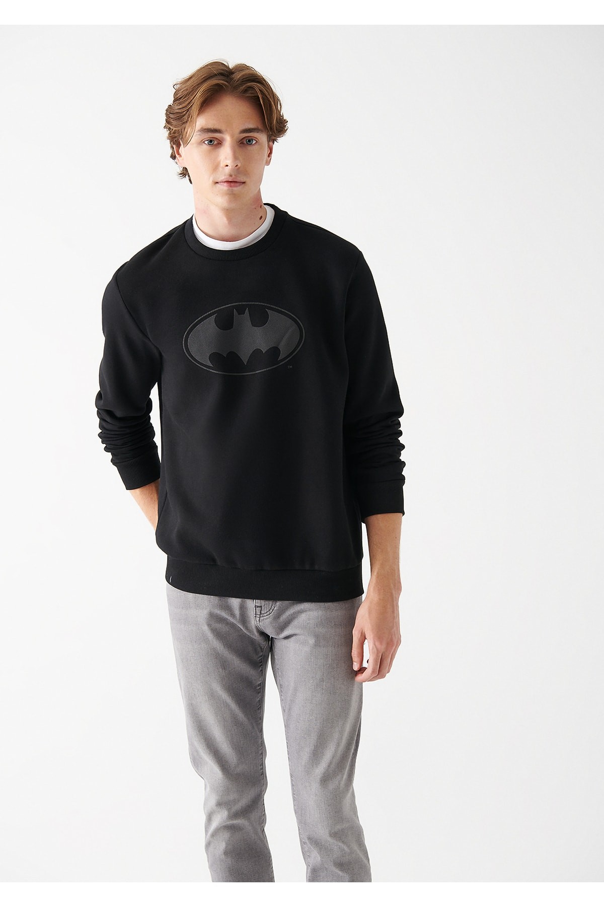 Mavi Batman Baskılı Sweatshırt Siyah
