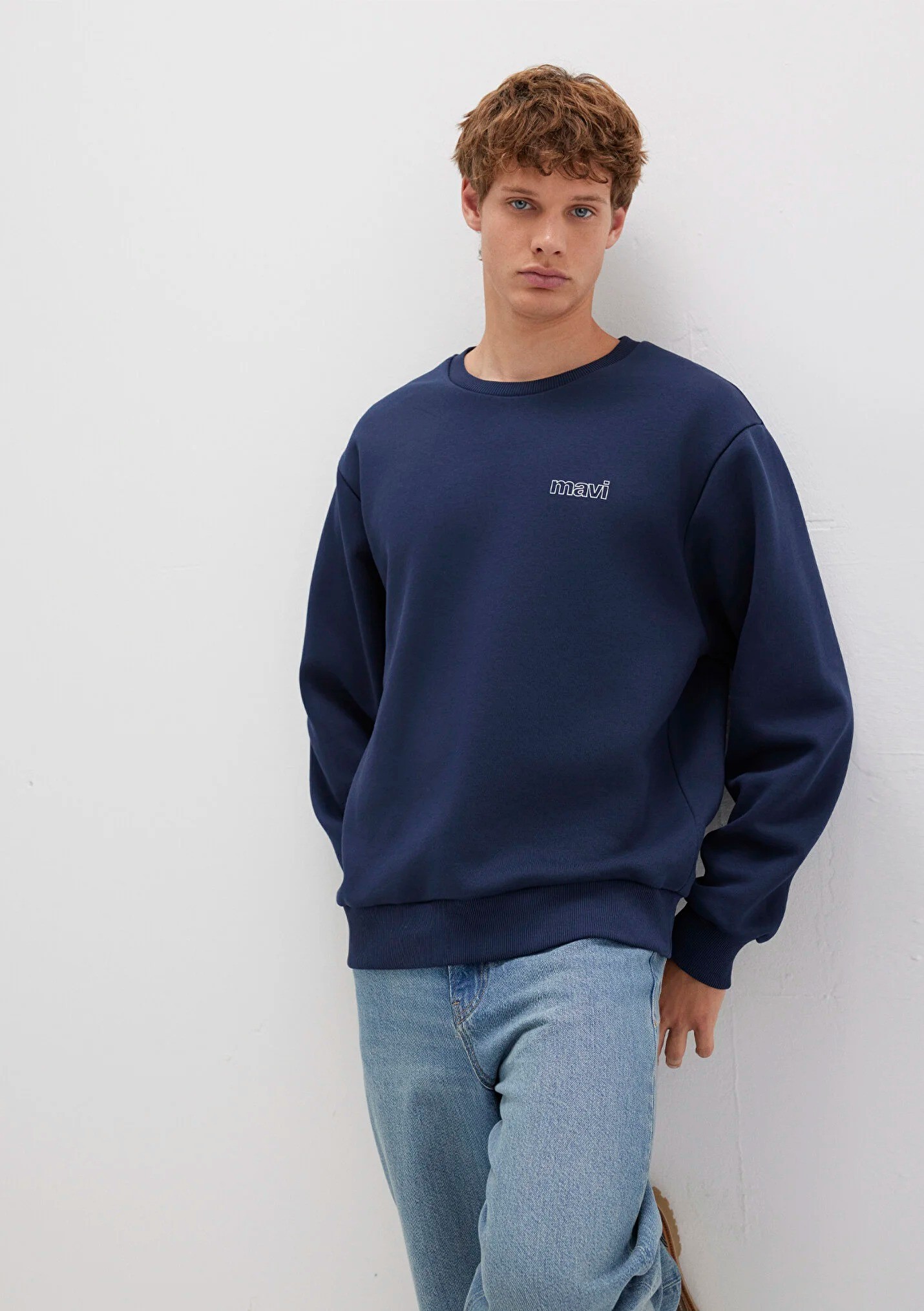 Mavi Logo Baskılı Lacivert Erkek Sweatshirt 0S10379-70488