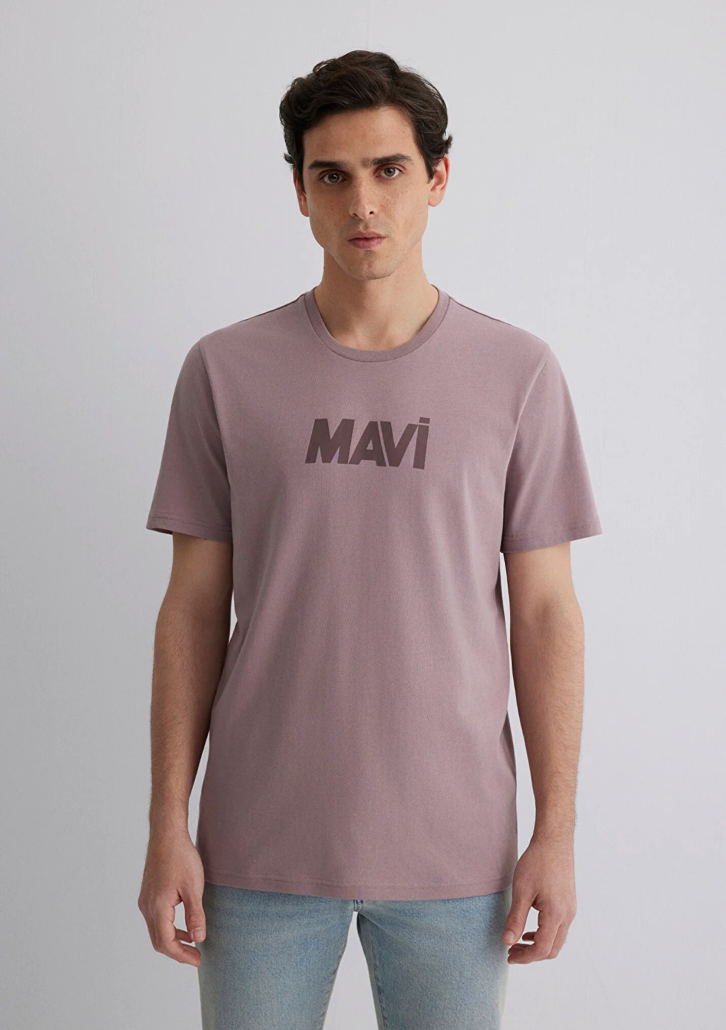 Mavi Logo Baskılı Pembe Tişört 066846-89596