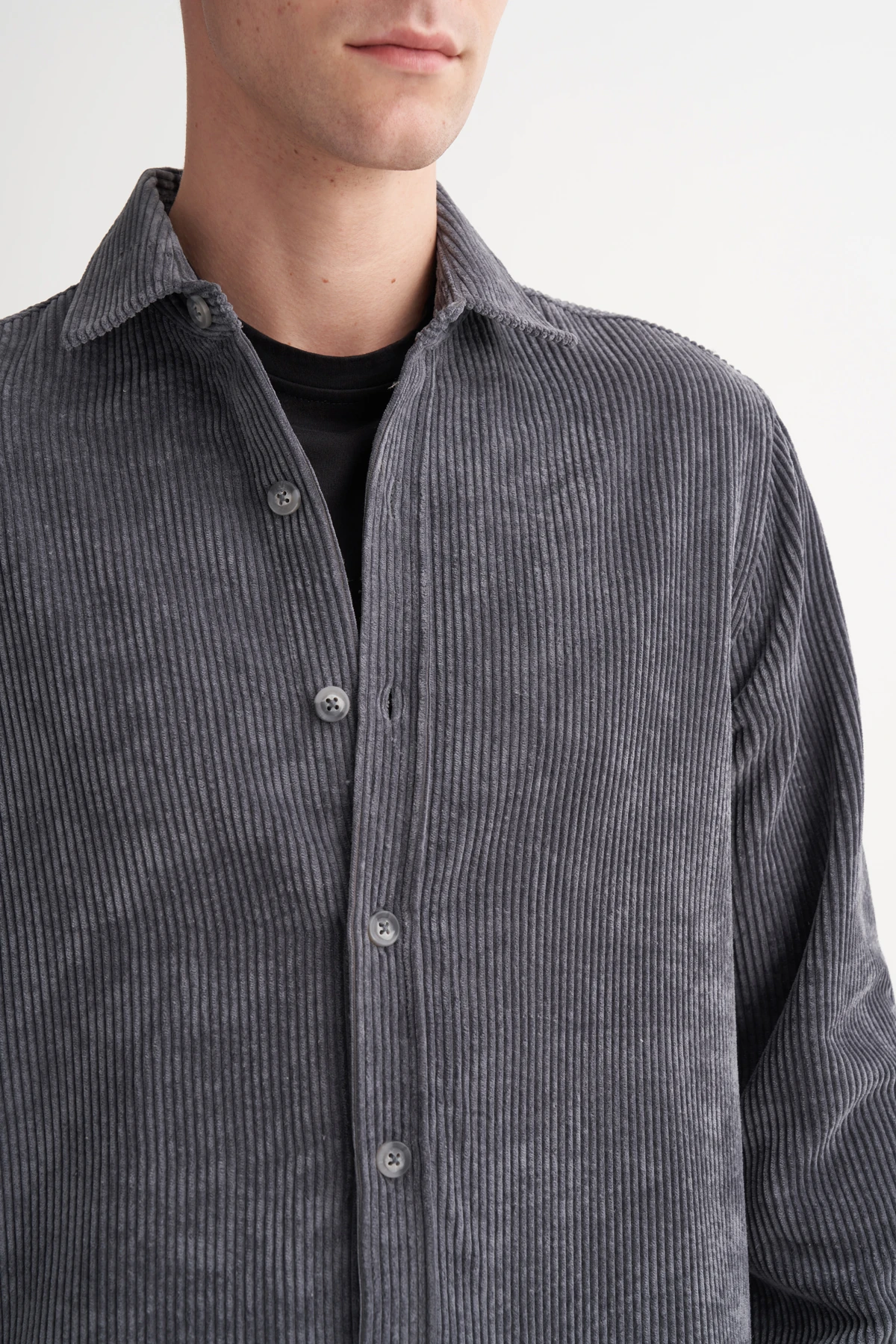 Kadife Antrasit Erkek Gömlek CAZ 23035
