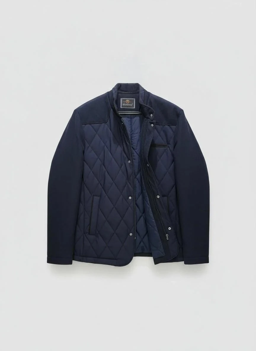 Erkek Lacivert Kapitone Kaban 