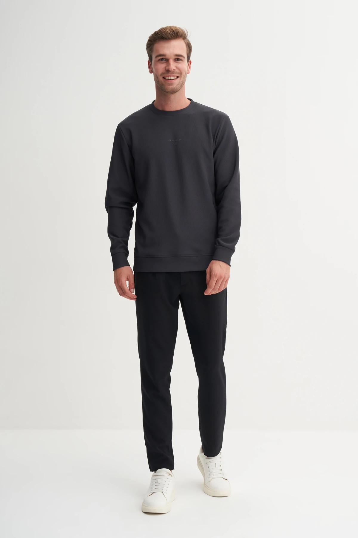 CAZ 51520 Bisiklet Yaka Antrasit Erkek Sweatshirt