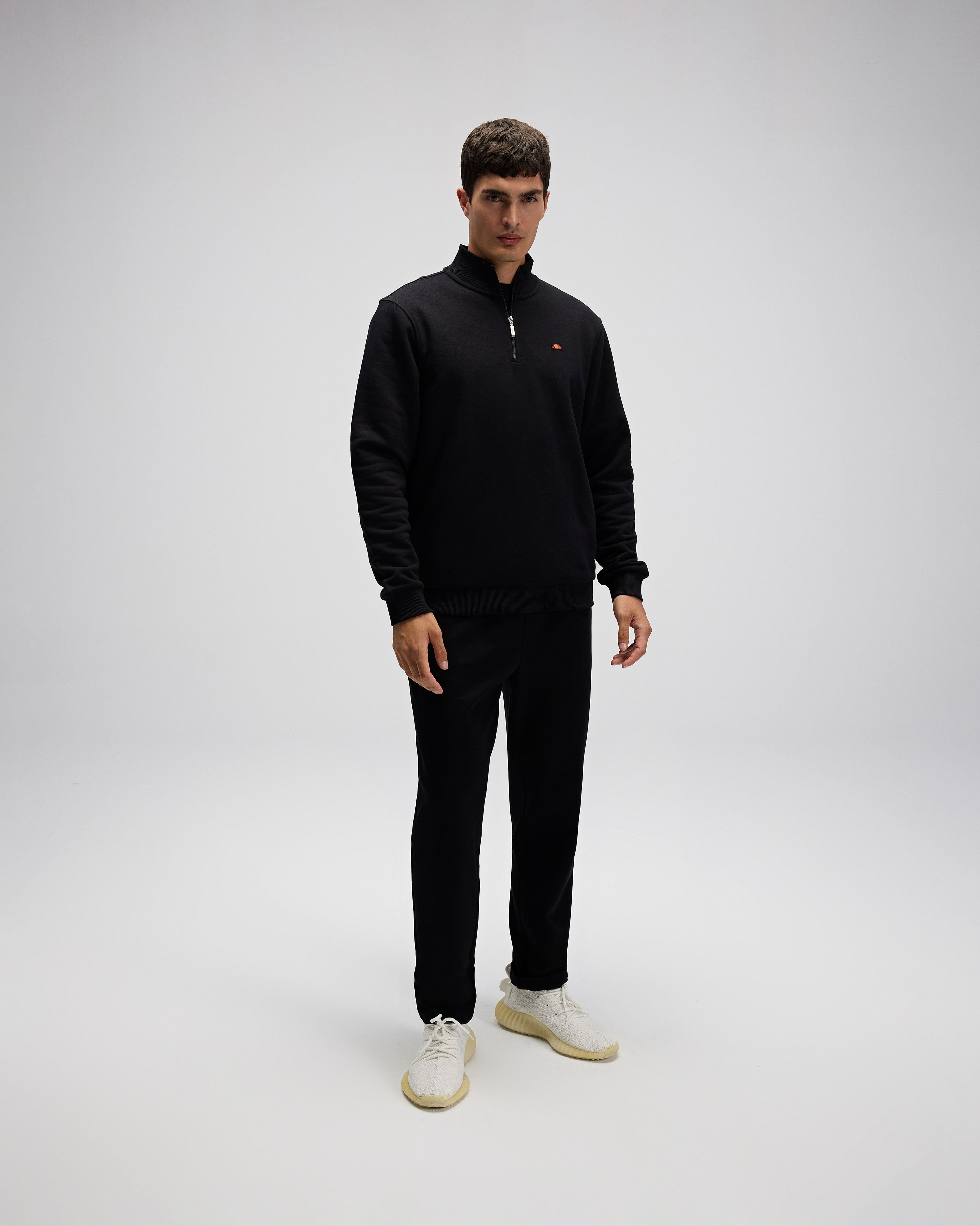 Siyah Erkek Yarım Fermuarlı Sweatshirt EM580-BK