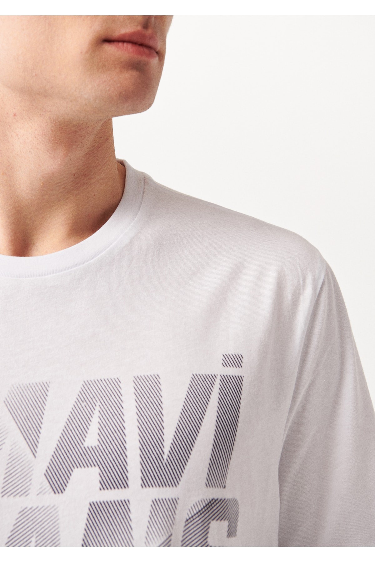 Mavi Mavi Logo Baskılı Tişört Beyaz