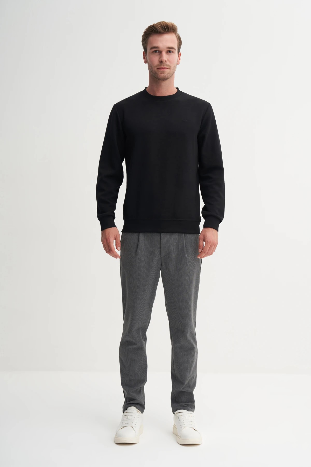 CAZ 54260 Bisiklet Yaka Erkek Siyah Sweatshirt