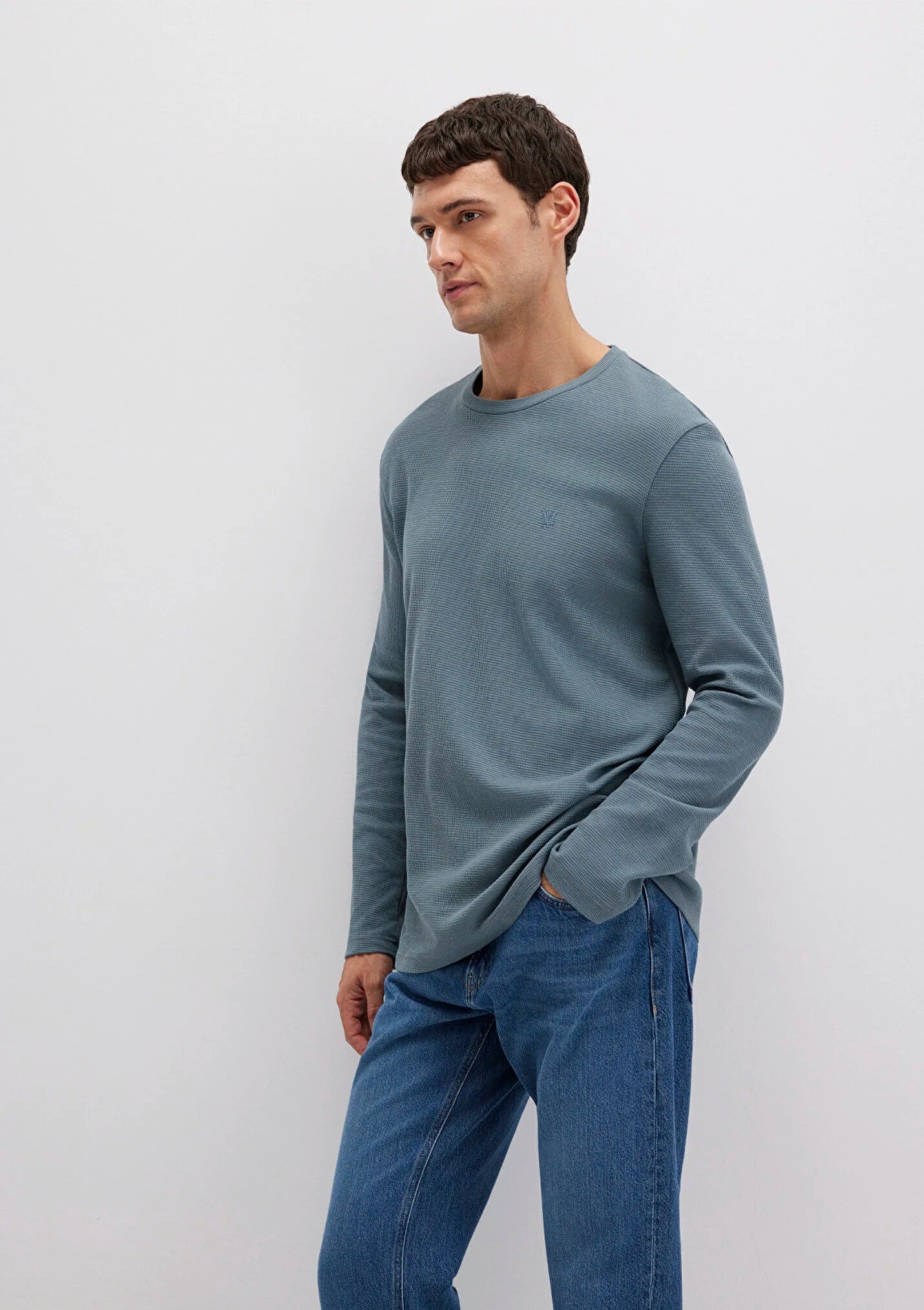 Uzun Kol Erkek Gri Basic Sweatshirt 065755-80889