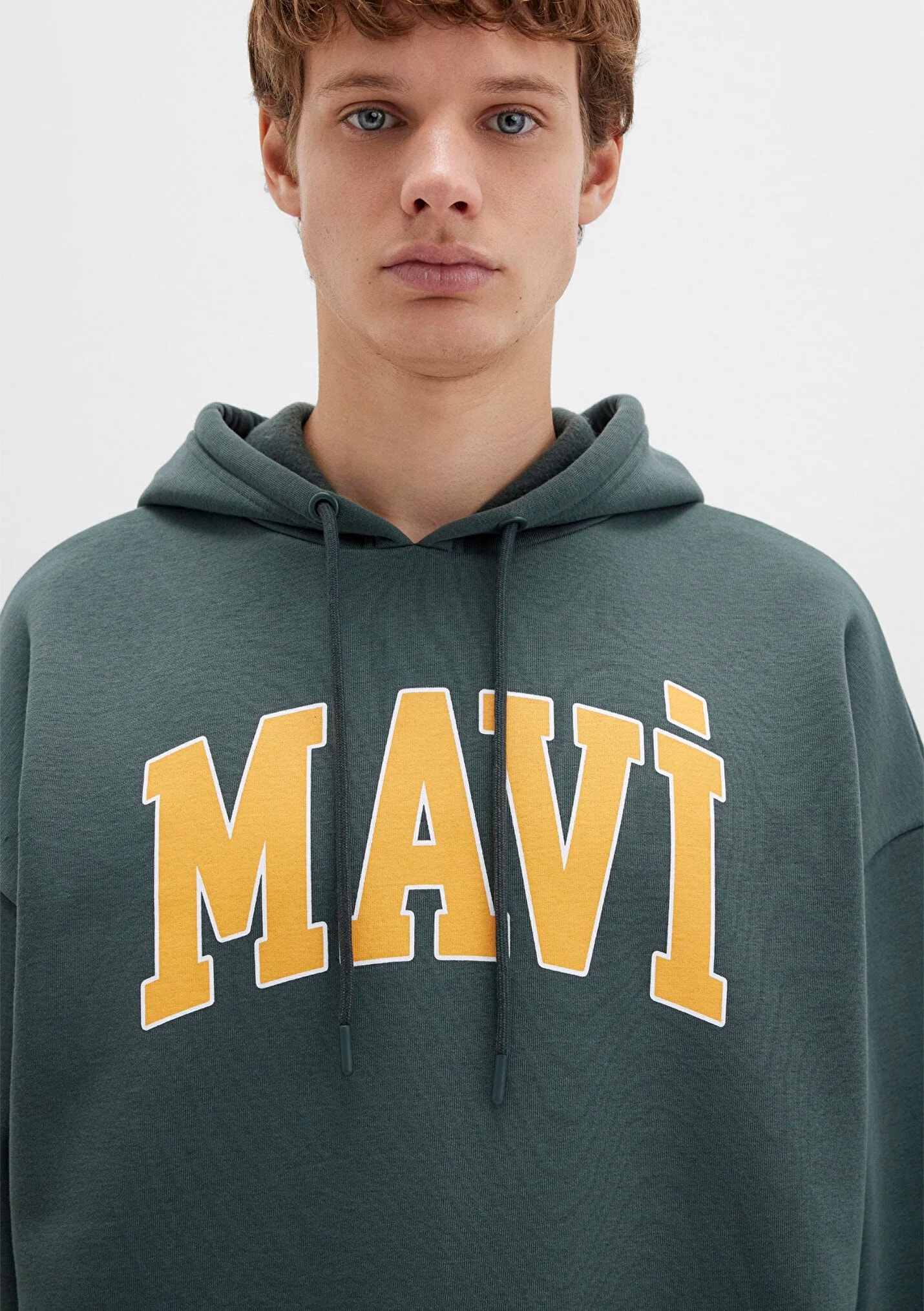 Logo Baskılı Kapüşonlu Yeşil Erkek Sweatshirt
