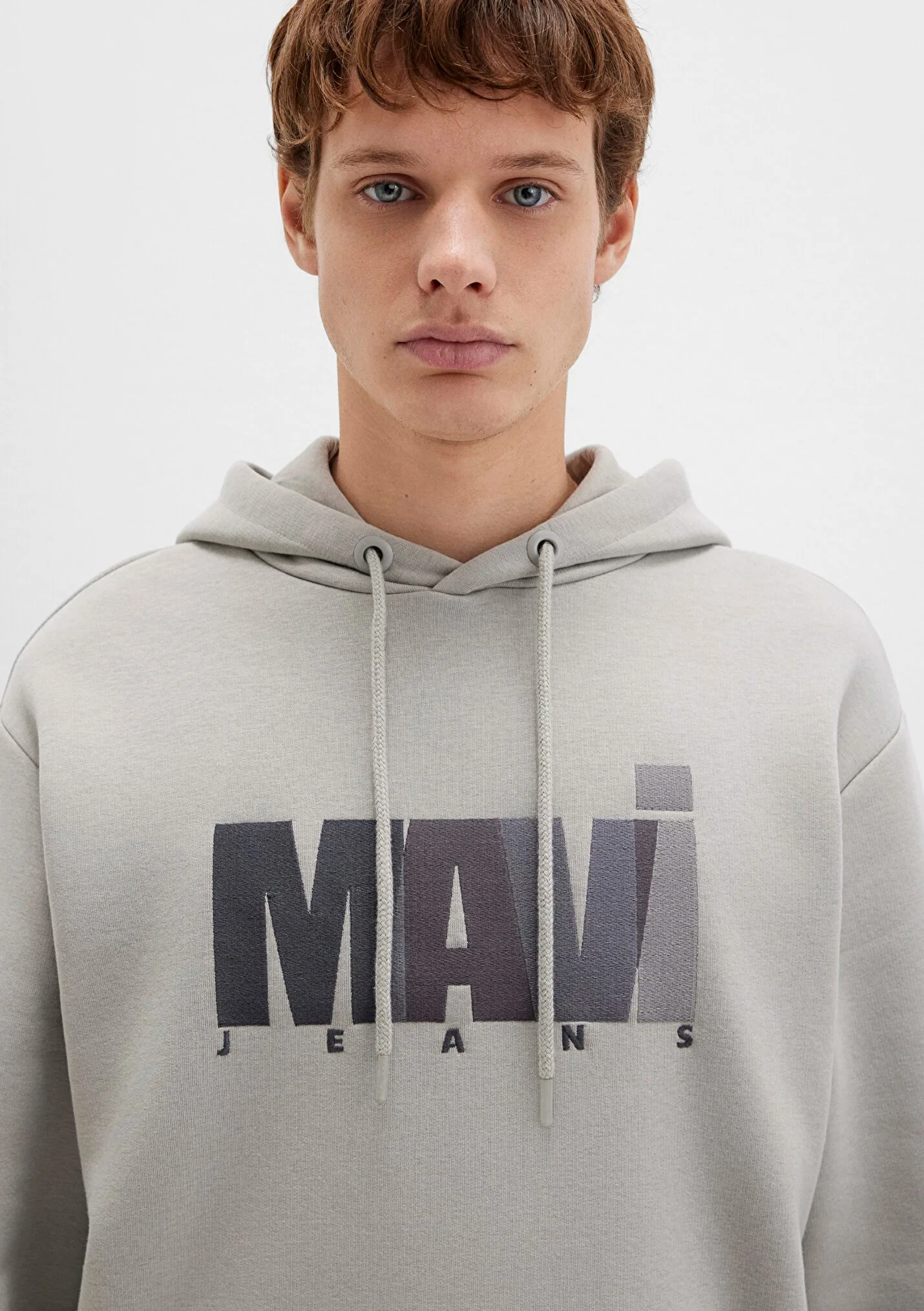 Logo Baskılı Gri Erkek Sweatshirt 