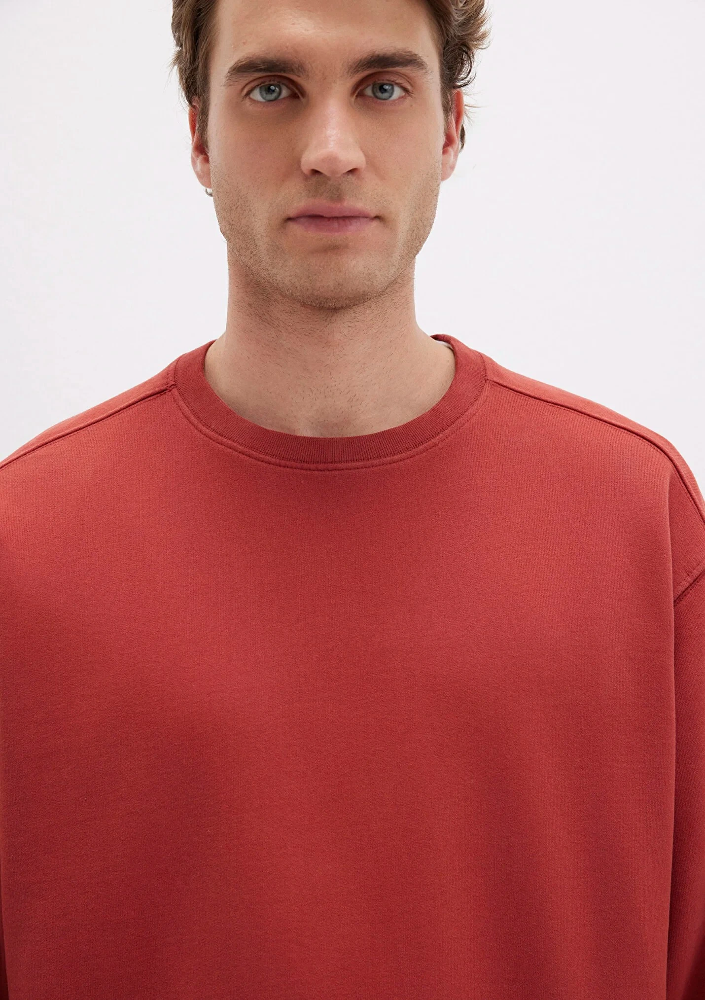 Bisiklet Yaka Kırmızı Erkek Sweatshirt