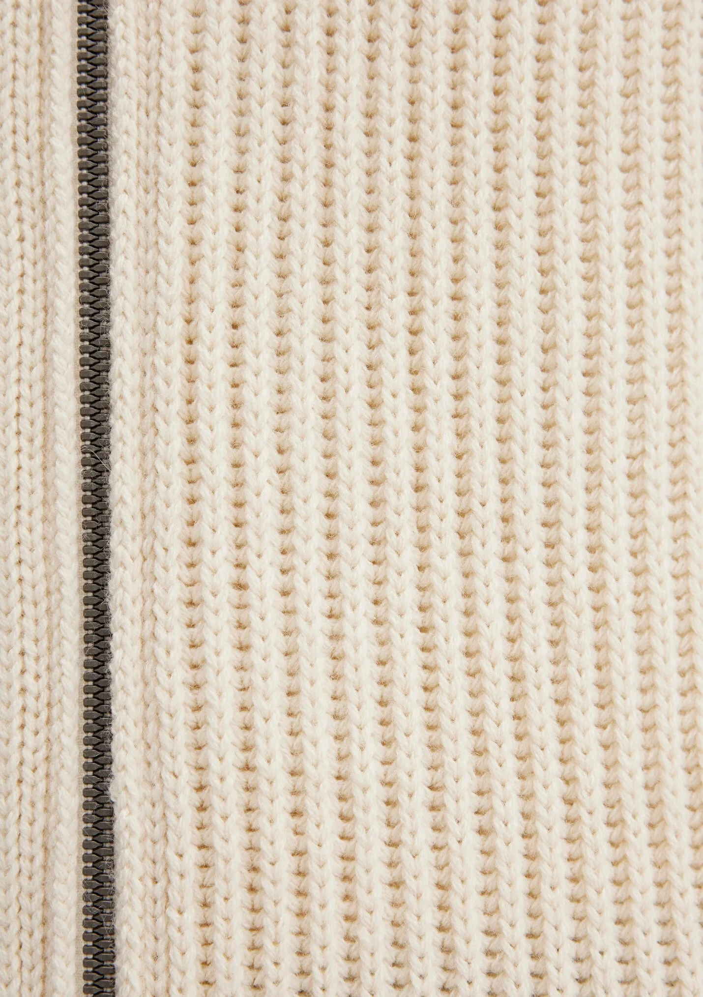 Erkek Yün Karışımlı Fermuarlı Ekru Hırka