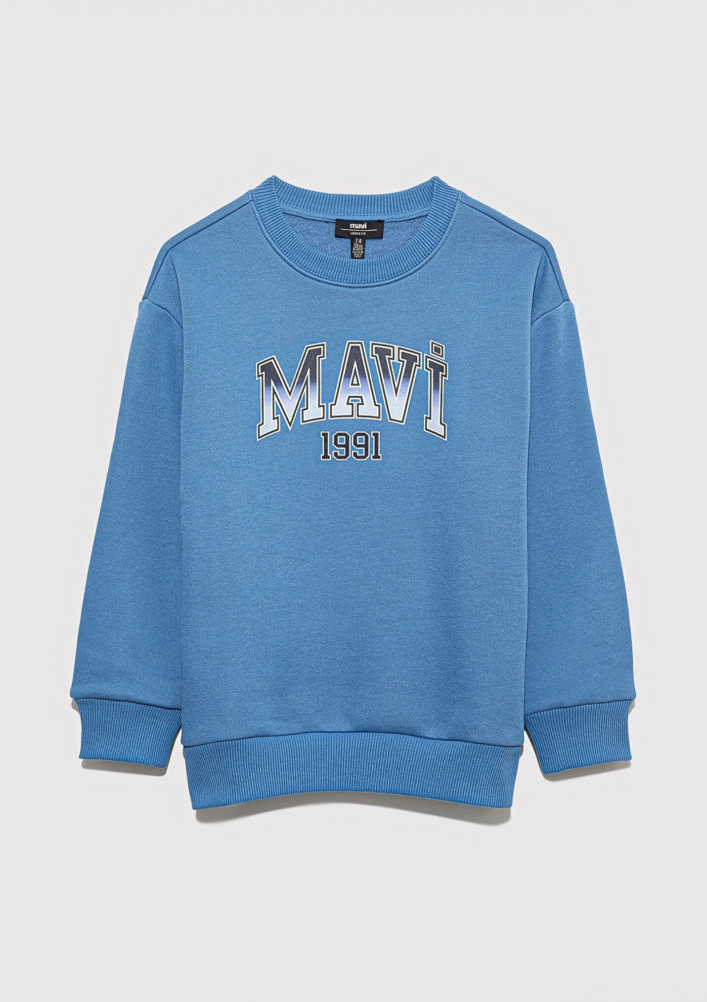 Erkek Çocuk Logo Baskılı Mavi Sweatshirt