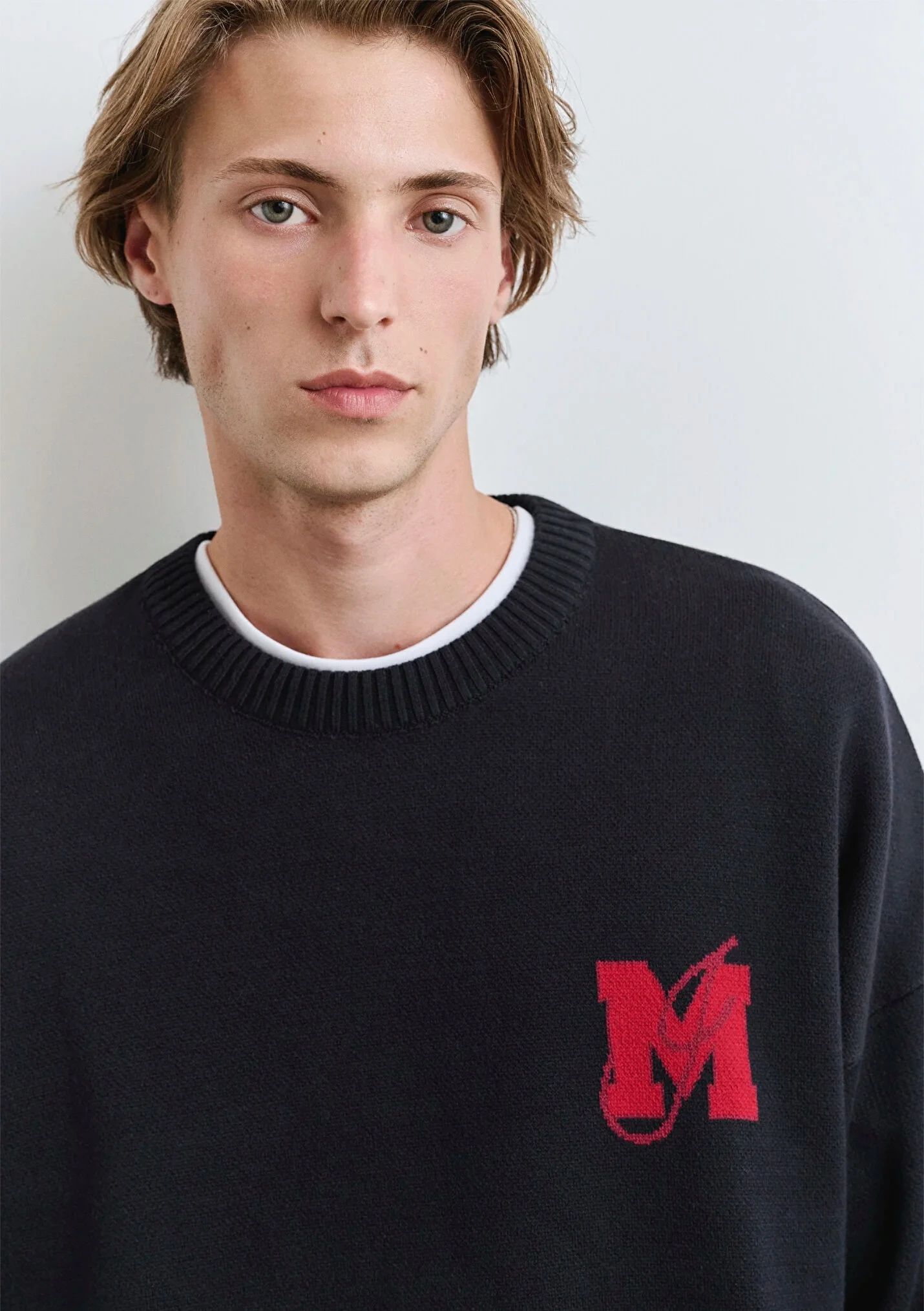 M Baskılı Lacivert Erkek Kazak