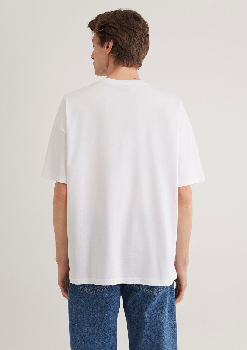 Miav Baskılı Oversize Beyaz Tişört 0611704-620