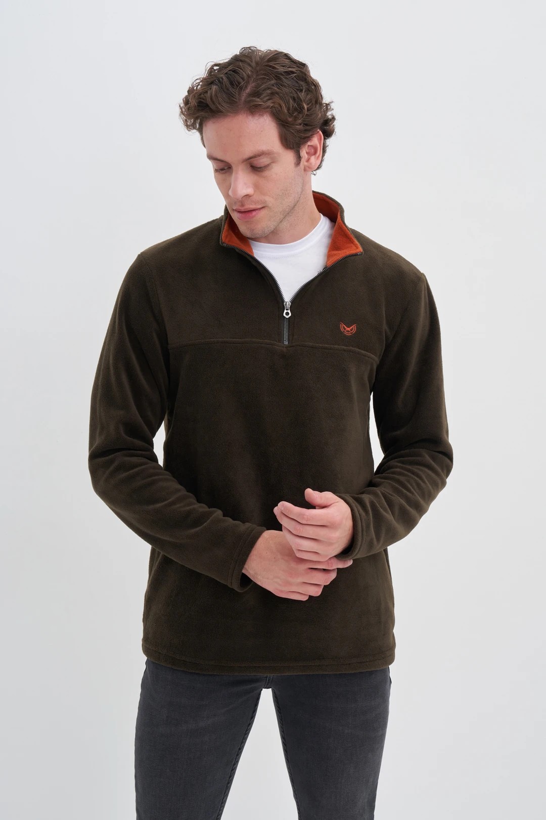 Cazador CAZ 5632 Erkek Polar Yarım Fermuar Sweatshirt - HAKI