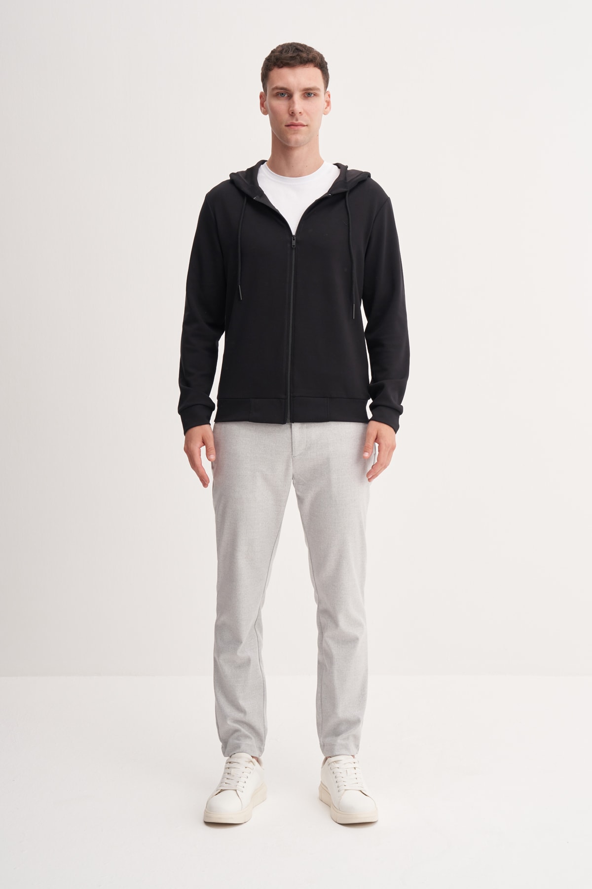 Fermuarlı Kapüşonlu Siyah Erkek Sweatshirt CAZ 54265