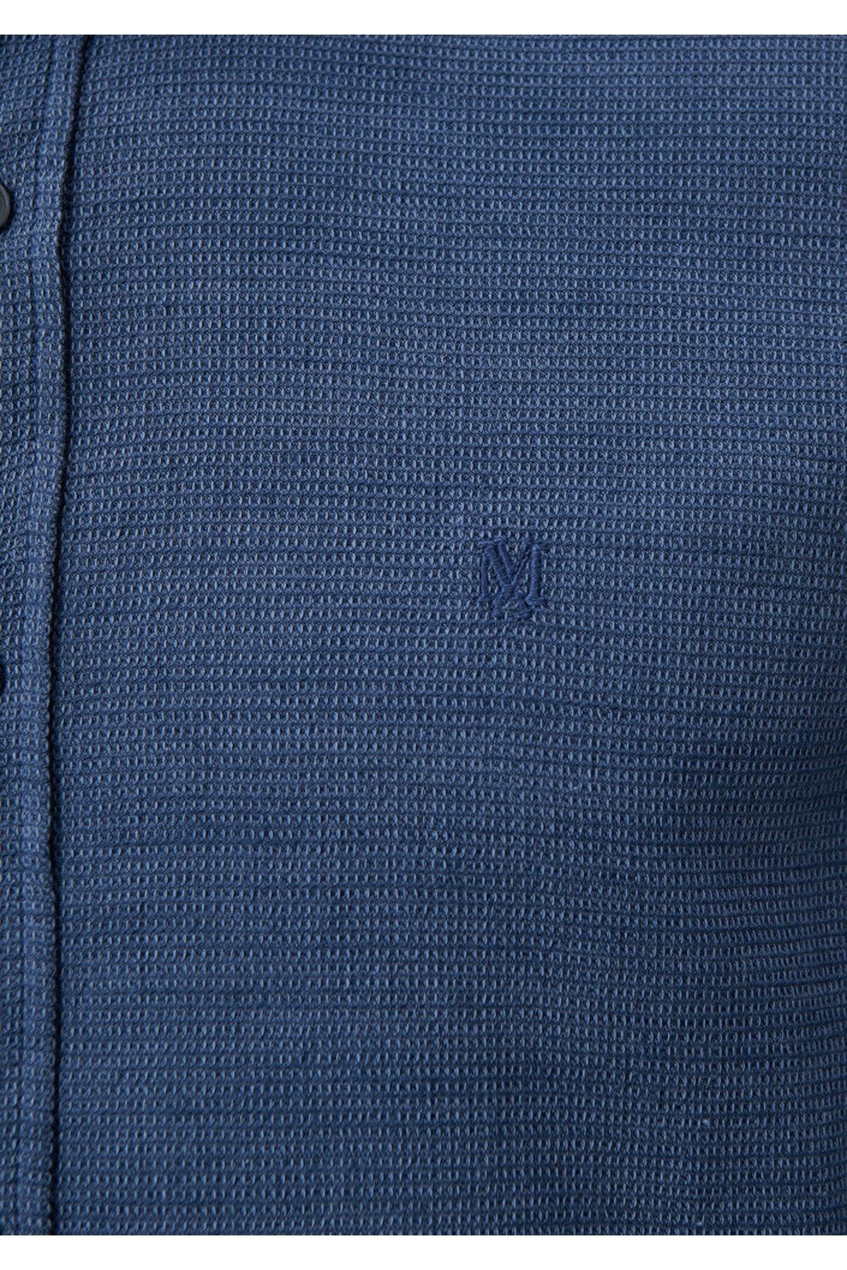 Mavi - Uzun Kol İndigo Mavi Gömlek
