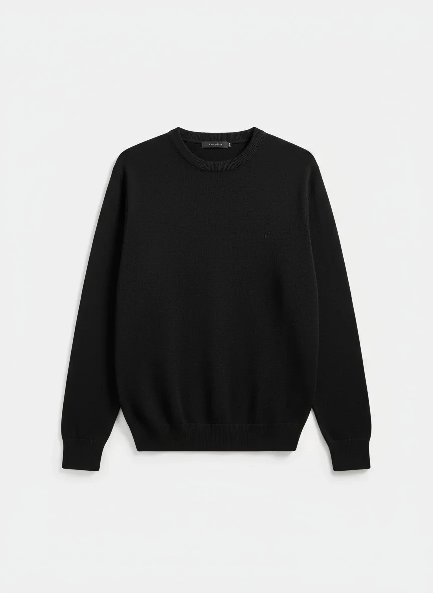 Erkek Siyah Bisiklet Yaka Kazak