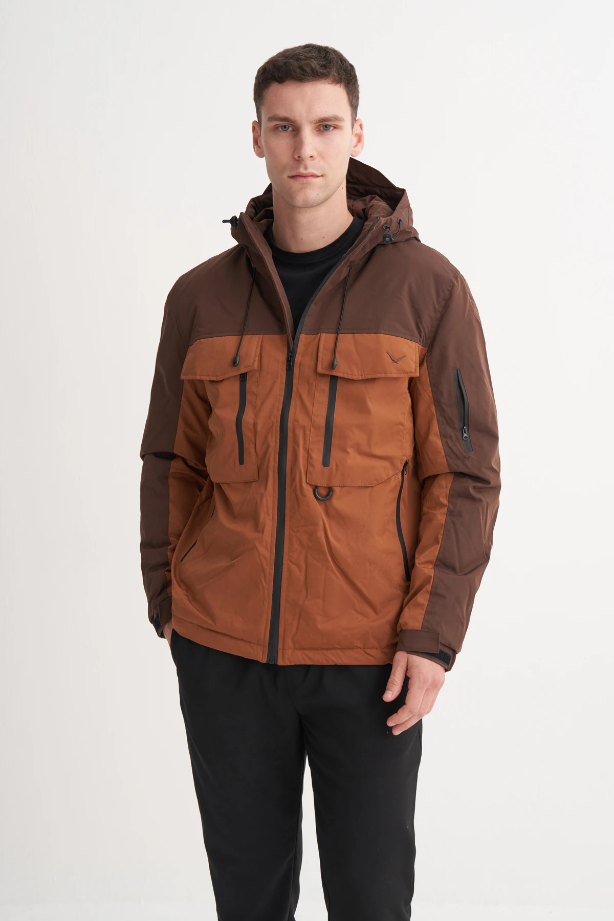 Micro Kumaş Kahverengi Kaban CAZ 13270