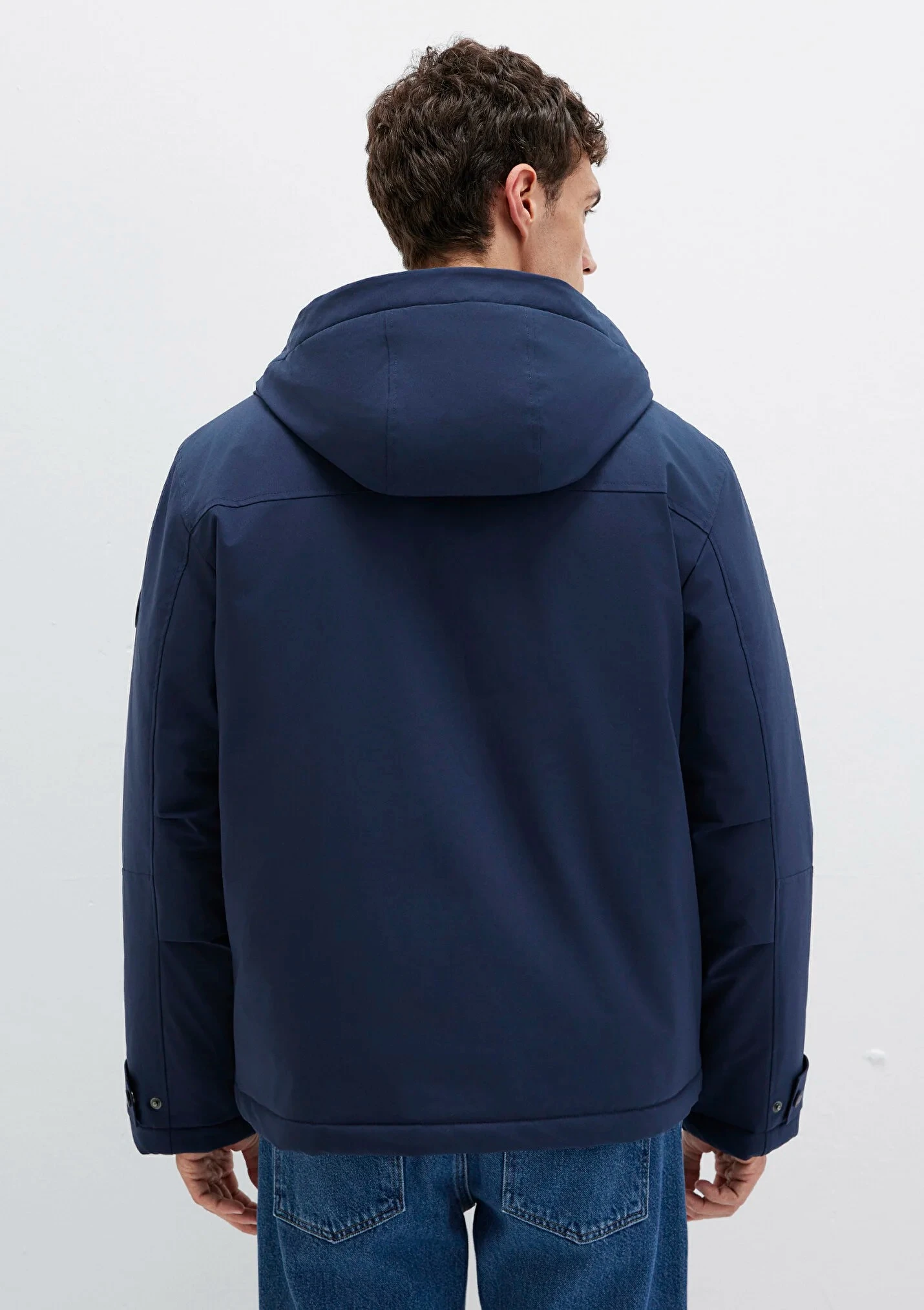 Kapüşonlu Lacivert Erkek Mont