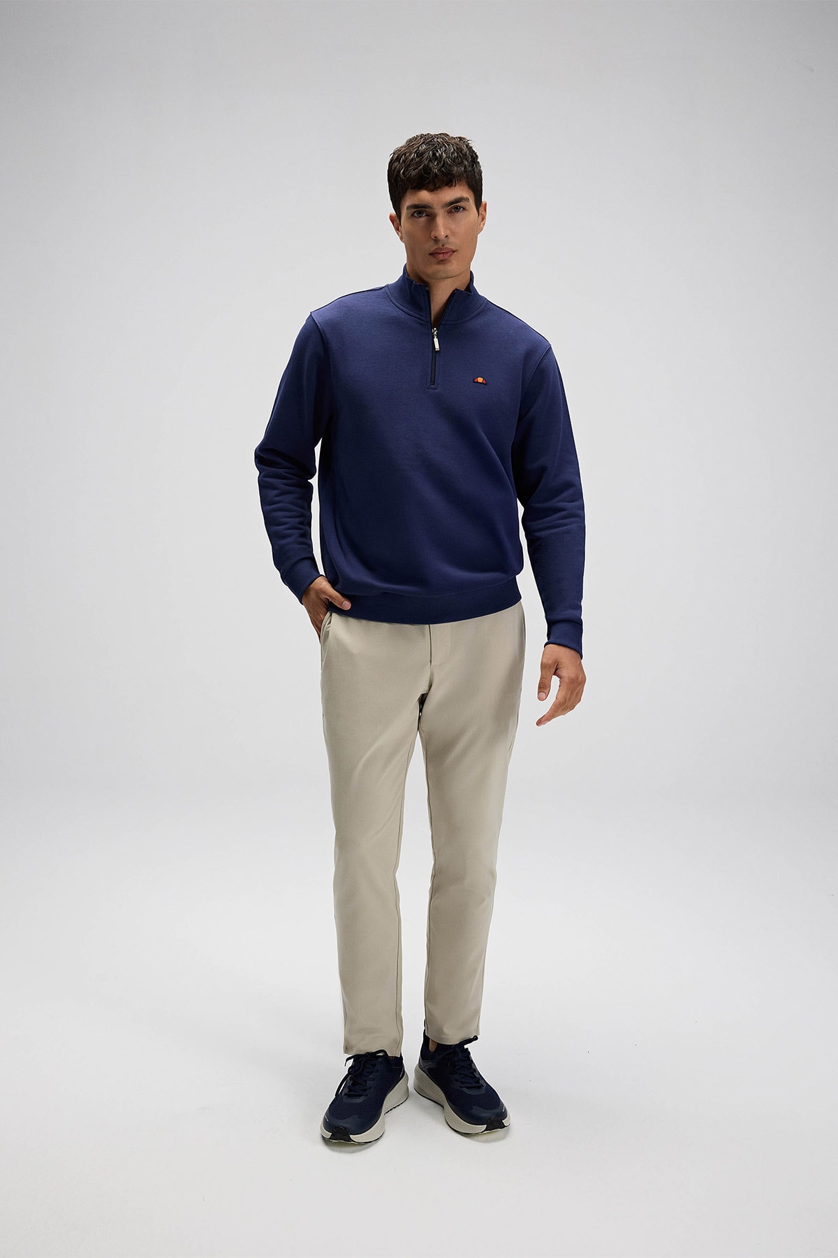 Lacivert Erkek Yarım Fermuarlı Sweatshirt EM580-NV