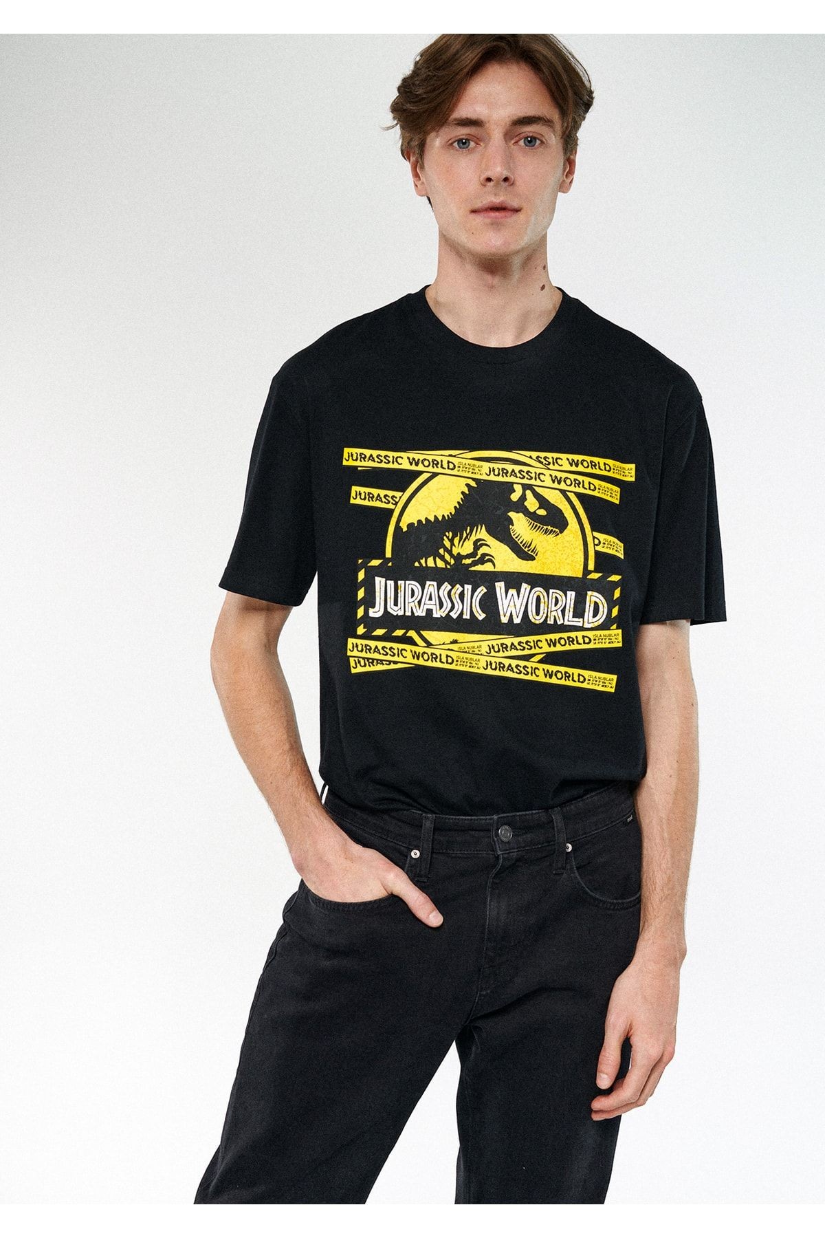 Mavi JURASSIC WORLD BASKILI TİŞÖRT Siyah