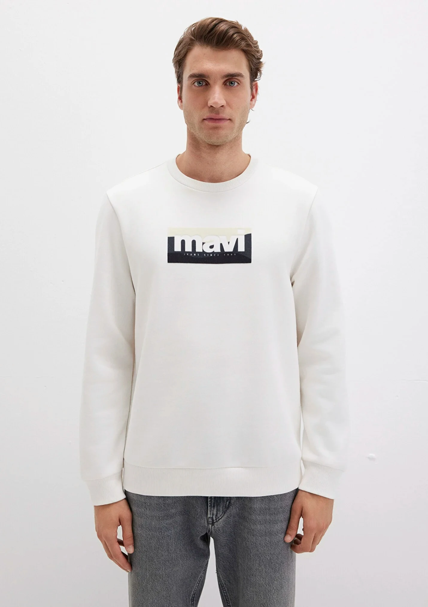 Beyaz Erkek Sweatshirt