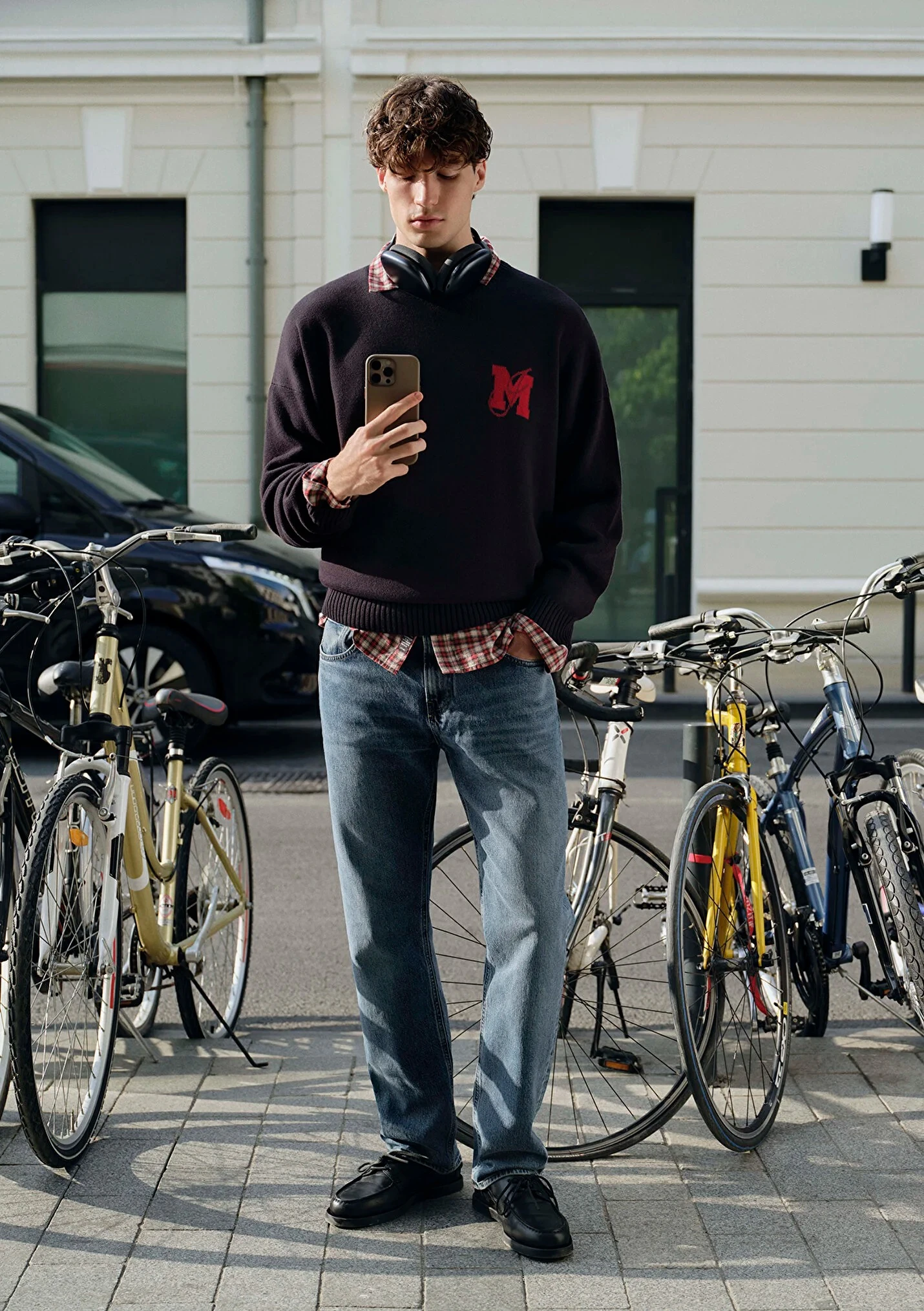 M Baskılı Lacivert Erkek Kazak