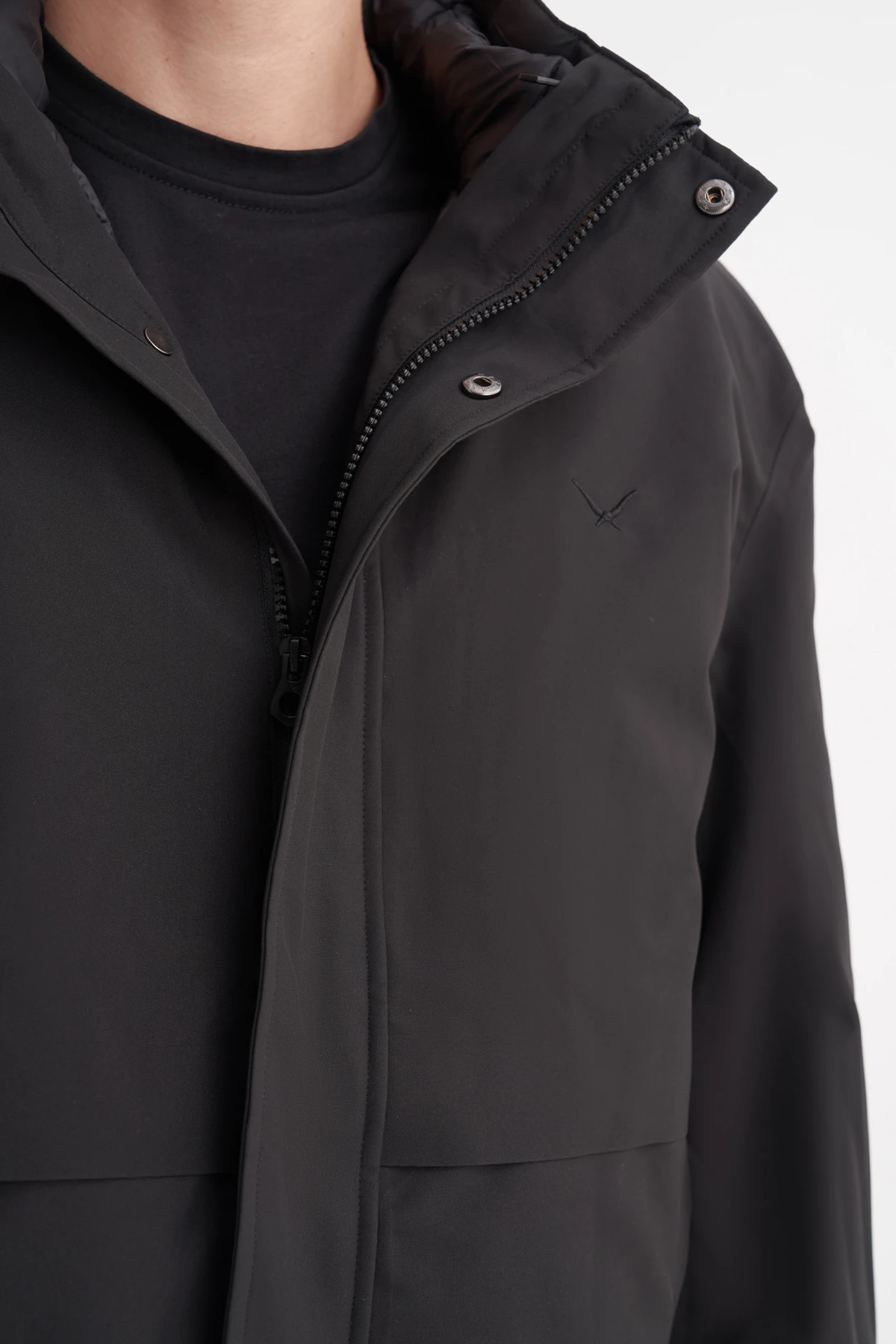 Siyah Erkek Çift Katman Kaban CAZ 13295