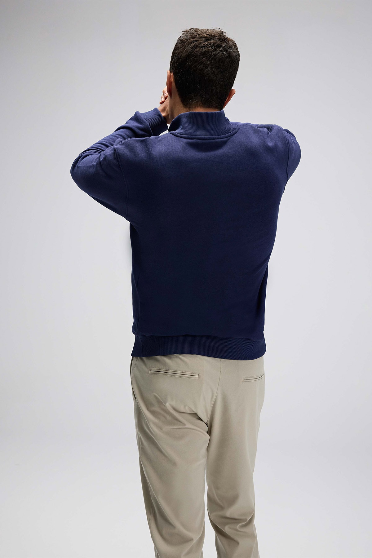 Lacivert Erkek Yarım Fermuarlı Sweatshirt EM580-NV